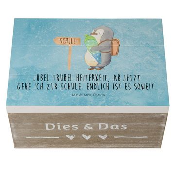 Mr. & Mrs. Panda Dekokiste Pinguin Schultüte - Eisblau - Geschenk, Erinnerungsbox, 1. Klasse, Sc (1 St)