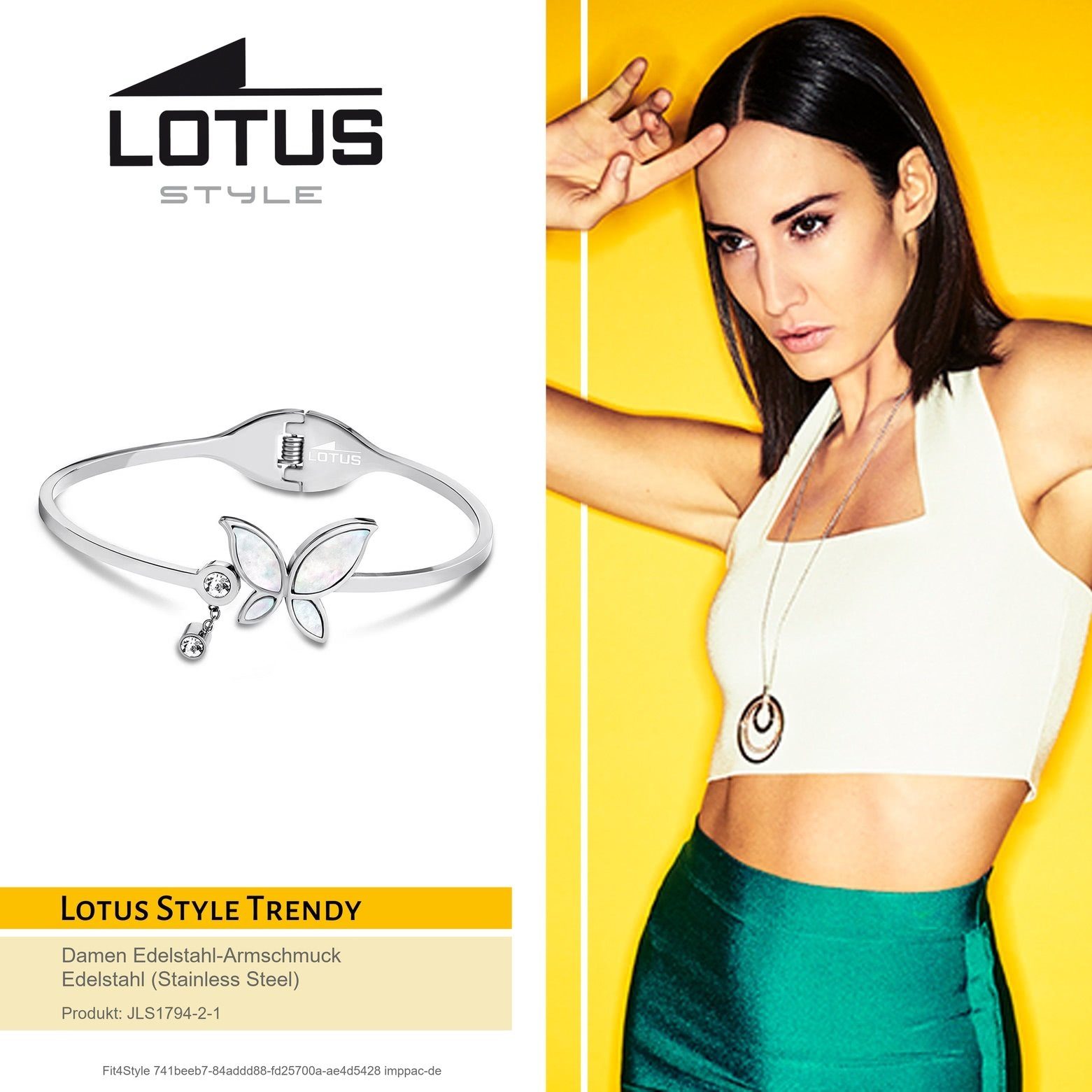 Lotus Style Armspange Lotus Style Armband Armspange silber (Armspangen), für Damen aus Edelstahl (Stainless Steel)