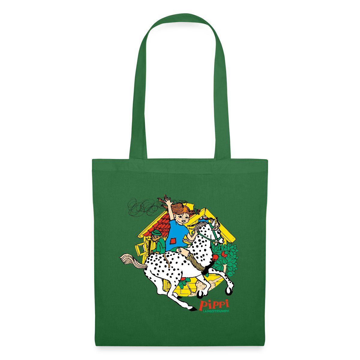 Spreadshirt Henkeltasche Pippi Langstrumpf Herr Nilsson Und Kleiner Onkel Stoffbeutel (1-tlg)