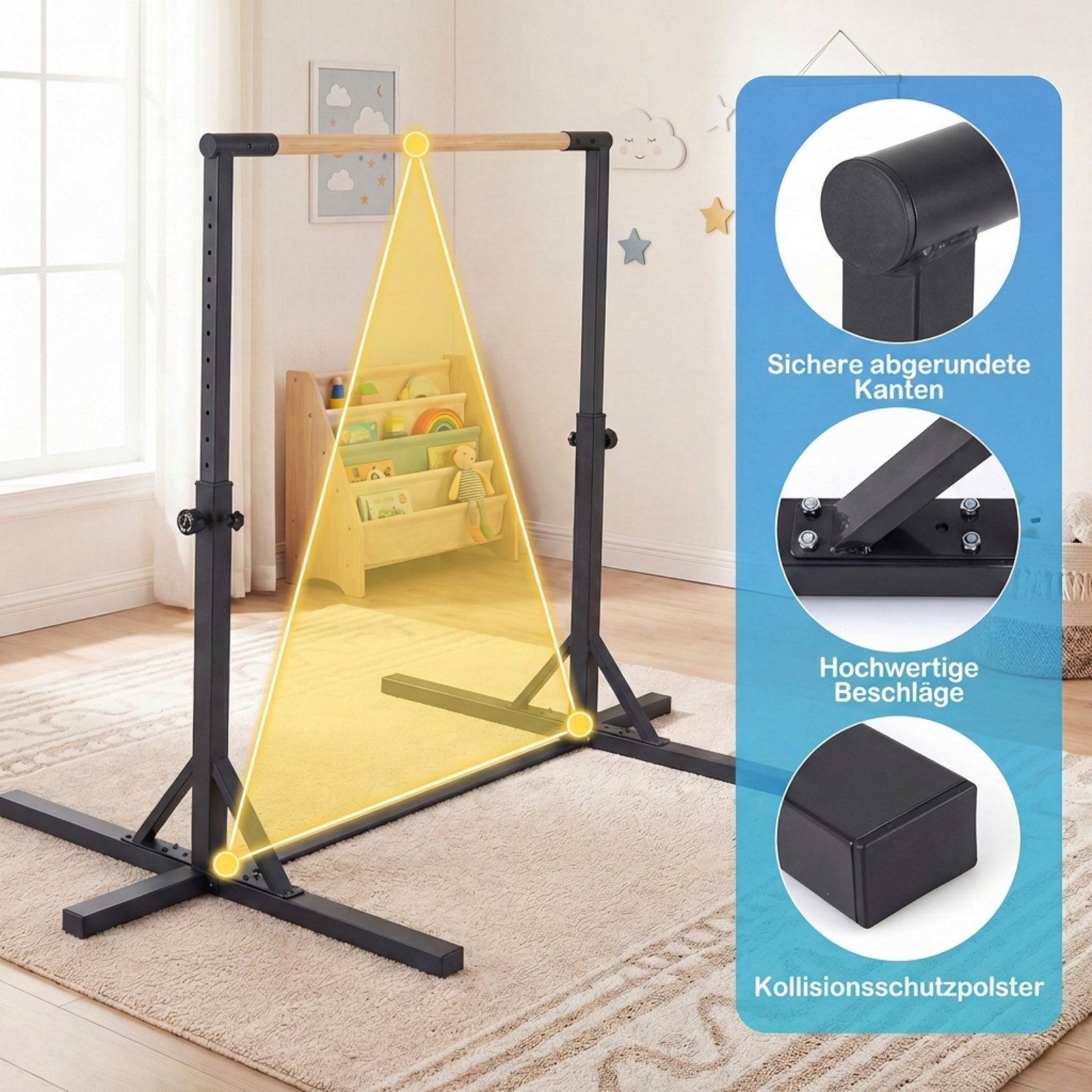 COSTWAY Turnreck, Gymnastikstange mit 12-facher Höhenverstellung