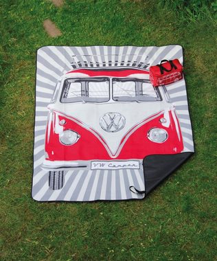 Picknickdecke Volkswagen Picknick-Tages-Überwurf-Kuschel-Decke, VW Collection by BRISA, T1 Bulli Bus Samba Stripes/Rot, 200x150cm