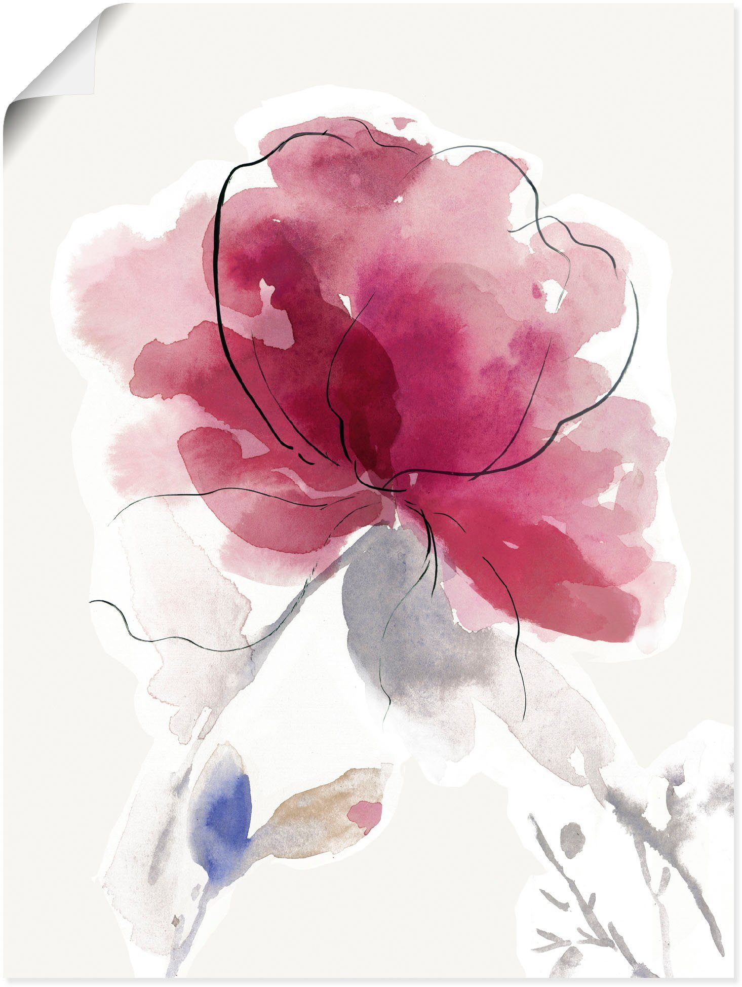 (1 St), Wandaufkleber Wandbild II., in Größen Alubild, Artland Poster oder Blumenbilder Rosige Blüte versch. als Leinwandbild,