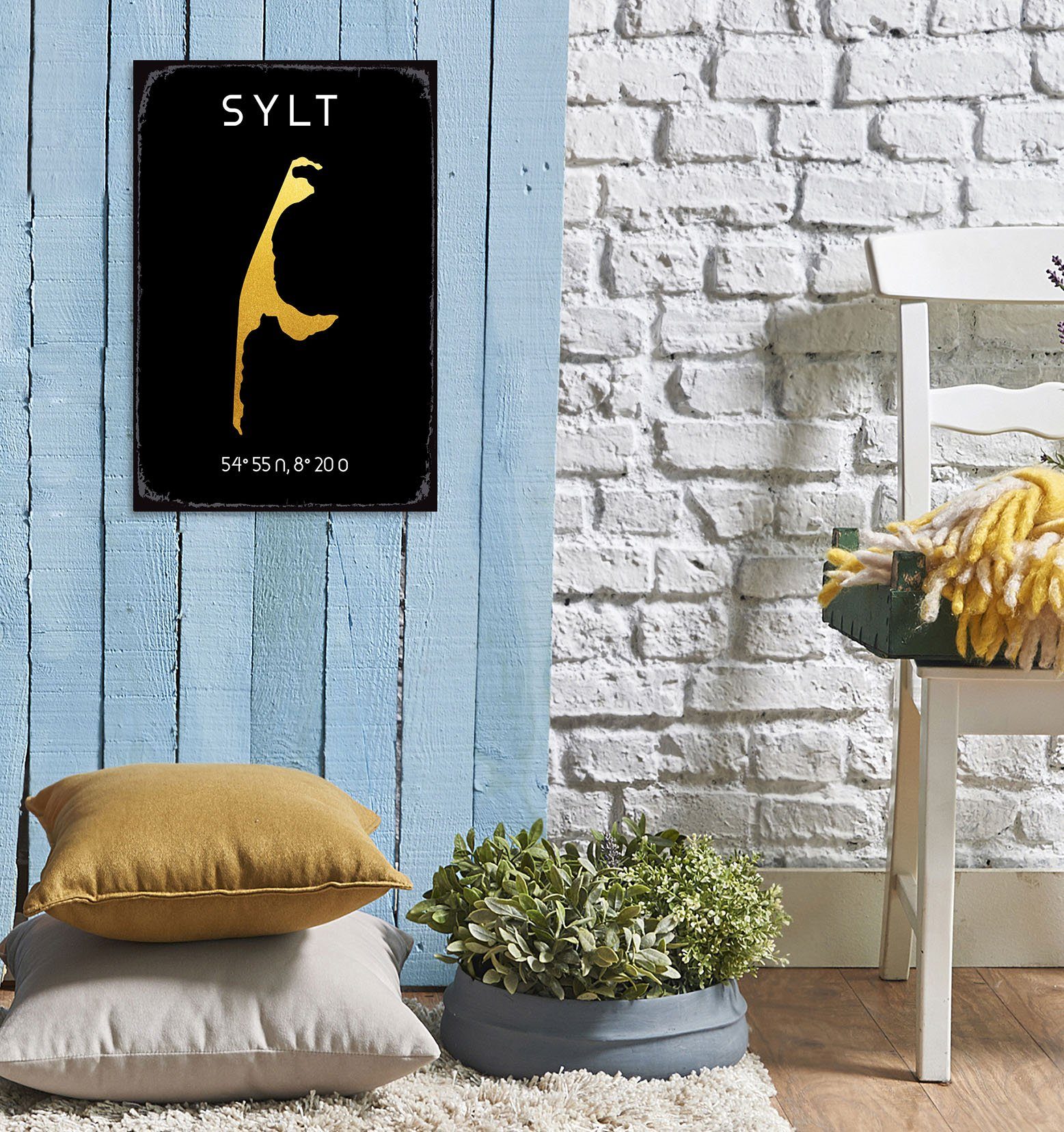 queence Metallbild Insel, Meer, Schriftzug, Sprüche, günstig online kaufen