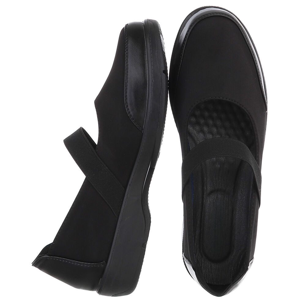 Ital-Design Damen Slipper mit Ristriemen und Komfortsohle Pumps (91783500) Blockabsatz Klassische Pumps in Schwarz