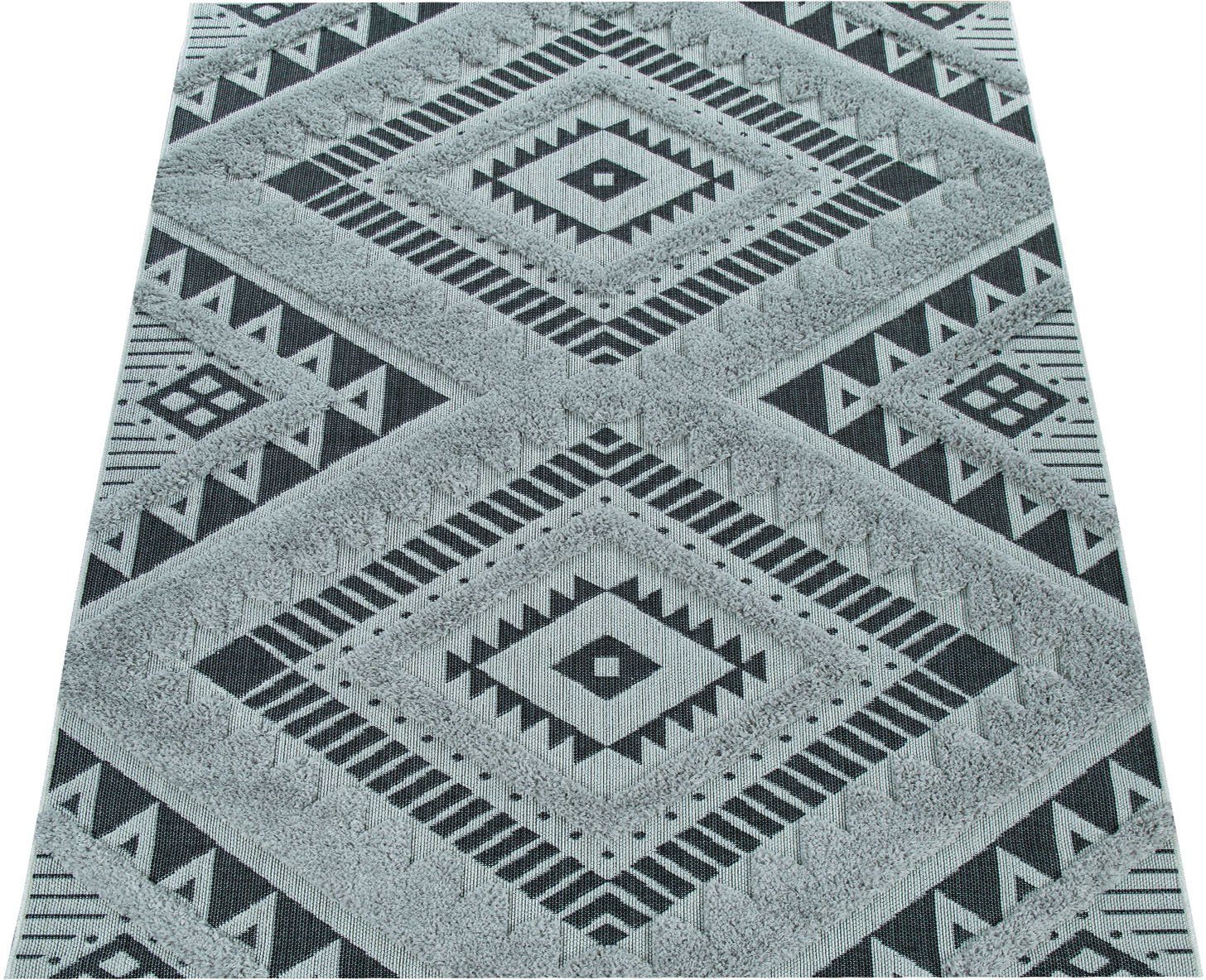 Teppich Eupen Home, geeignet rechteckig, Höhe: Hoch-Tief-Struktur, und Rauten schwarz Paco Outdoor Muster, In- 22 mm, 471