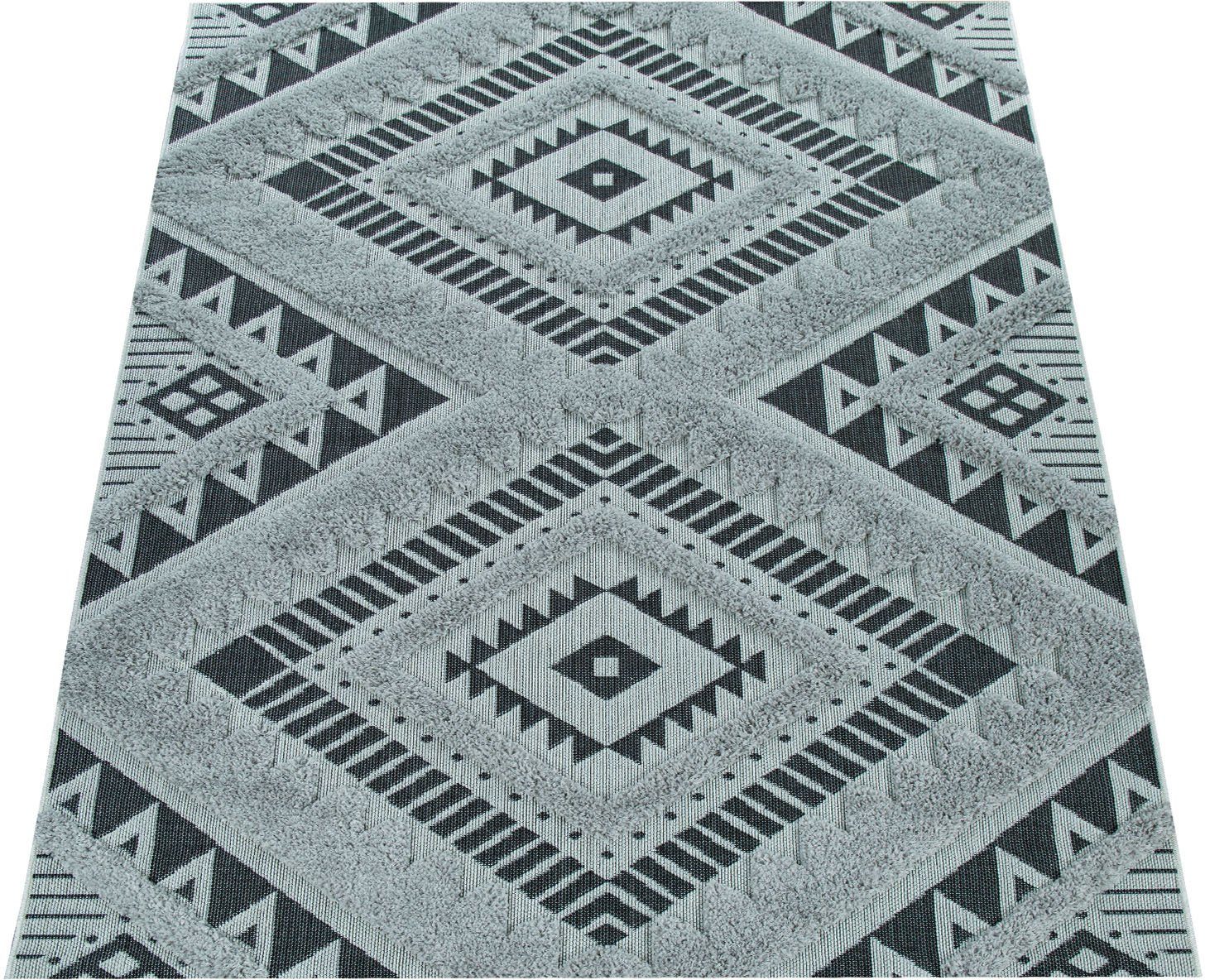 Teppich Eupen 471, Paco Home, rechteckig, Höhe: 22 mm, Hoch-Tief-Struktur,  Rauten Muster, In- und Outdoor geeignet