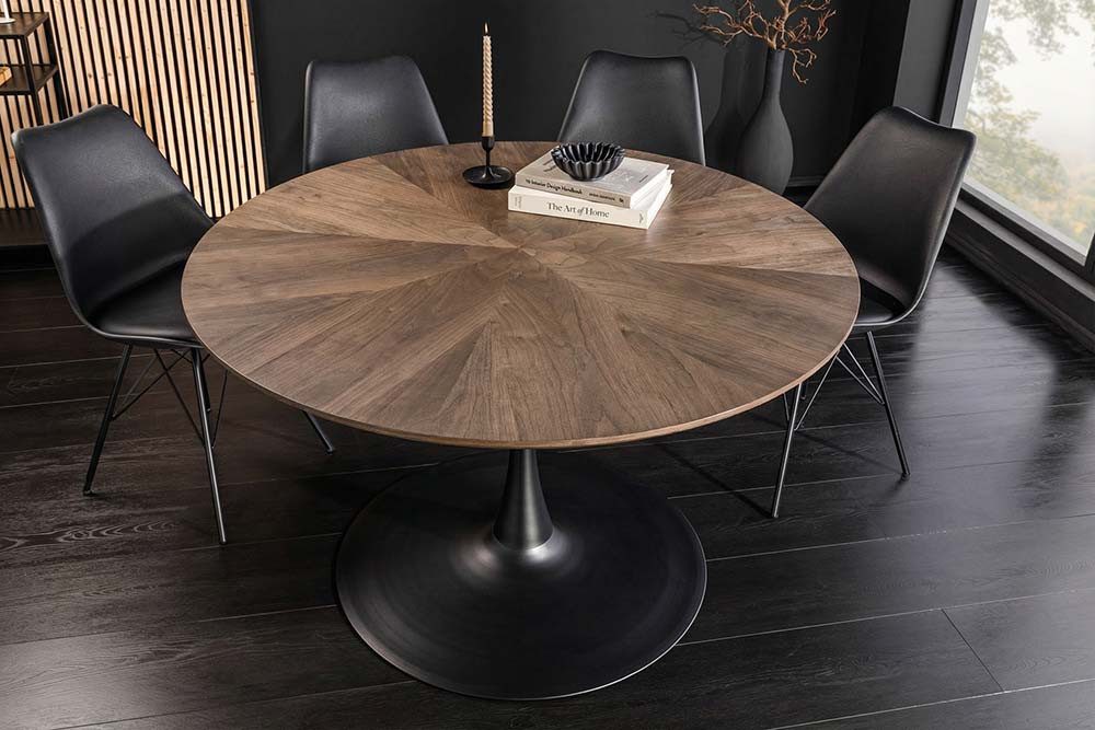 riess-ambiente Esstisch ATELIER 120cm braun/schwarz - Walnuss, Metall, Säulenfuß, 4 Personen (Einzelartikel, 1-St), furnierter Bistrotisch - ideal für Küche, Esszimmer, Wohnzimmer & Büro