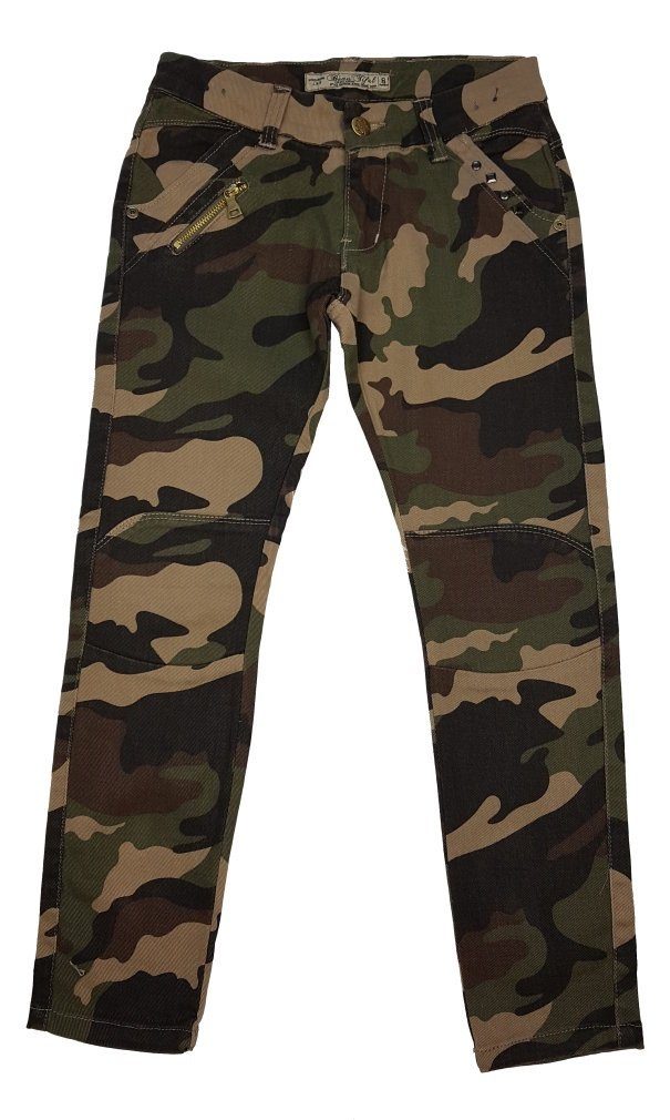 Girls Fashion 5-Pocket-Jeans Mädchen Army Tarnhose, Camouflage Muster M8153