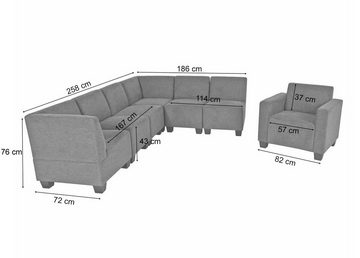MCW Sofa Moncalieri-6-1-S, Set 7 Teile, Moderner Lounge-Stil, Clipsystem, Abgerundete Ecken und Kanten