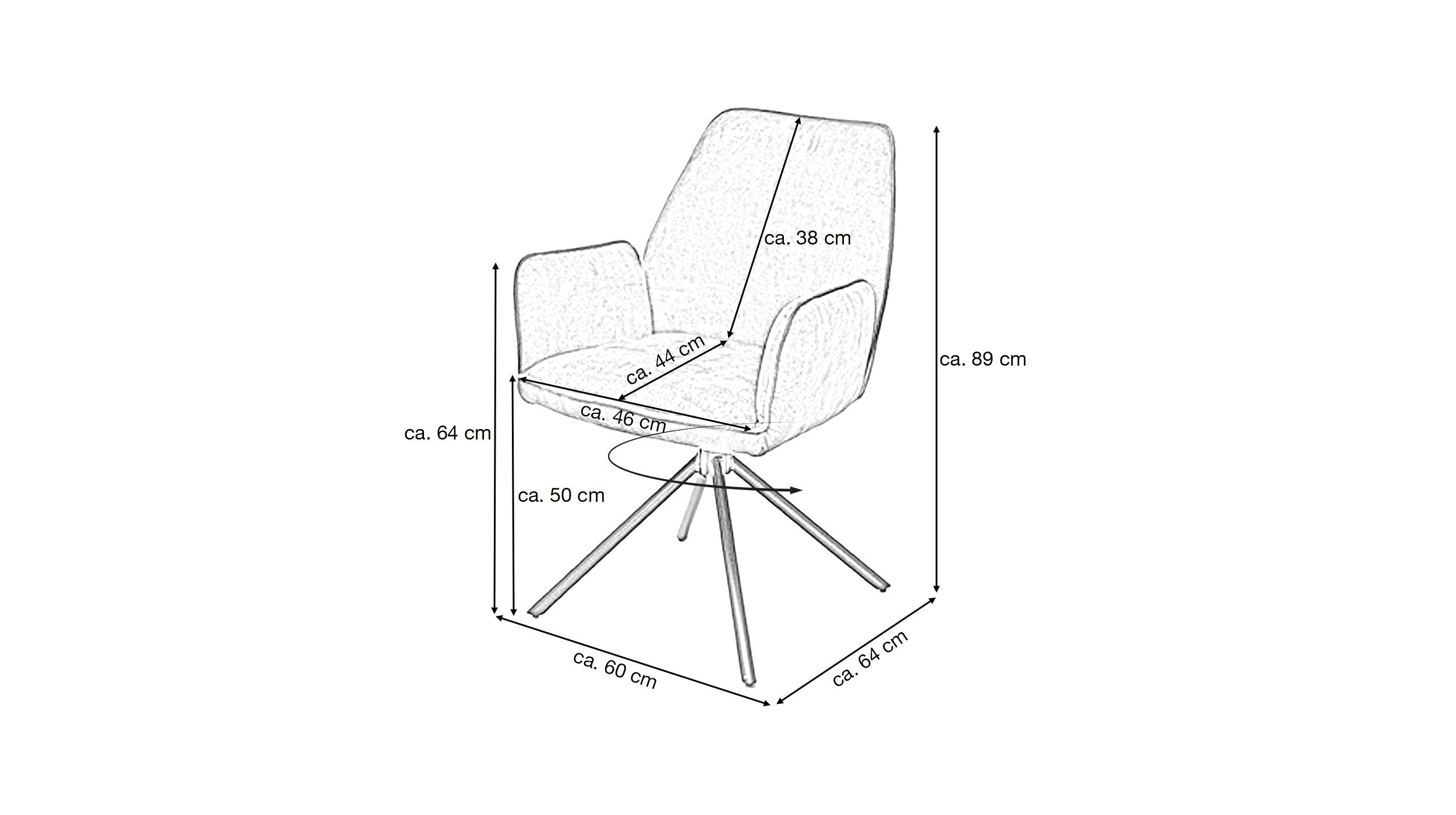 Massivart® Polsterstuhl Armlehne drehbar / anthrazit / grau / olive / Velou günstig online kaufen