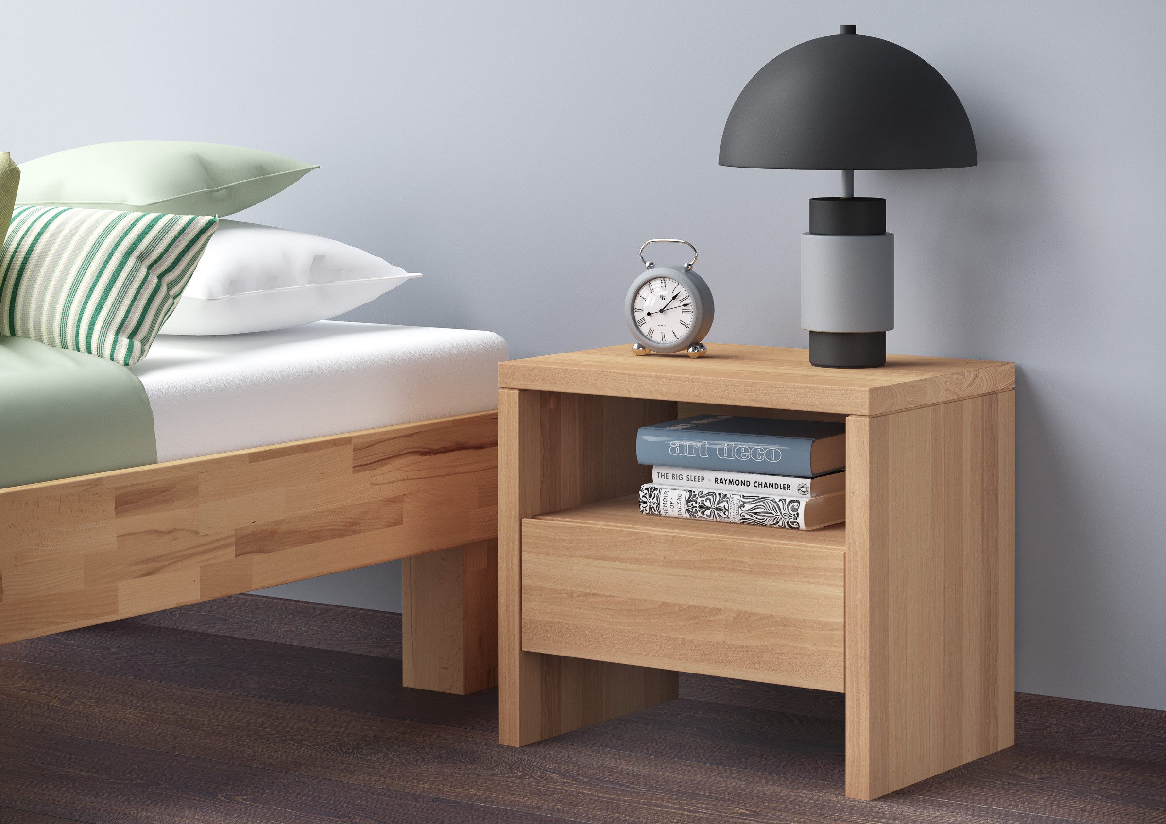 ERST-HOLZ Nachtkommode Bettkommode Buche Geölt mit Schublade Unten, 90.20-K42-geölt Nachtschränkchen Buche-Schublade unten