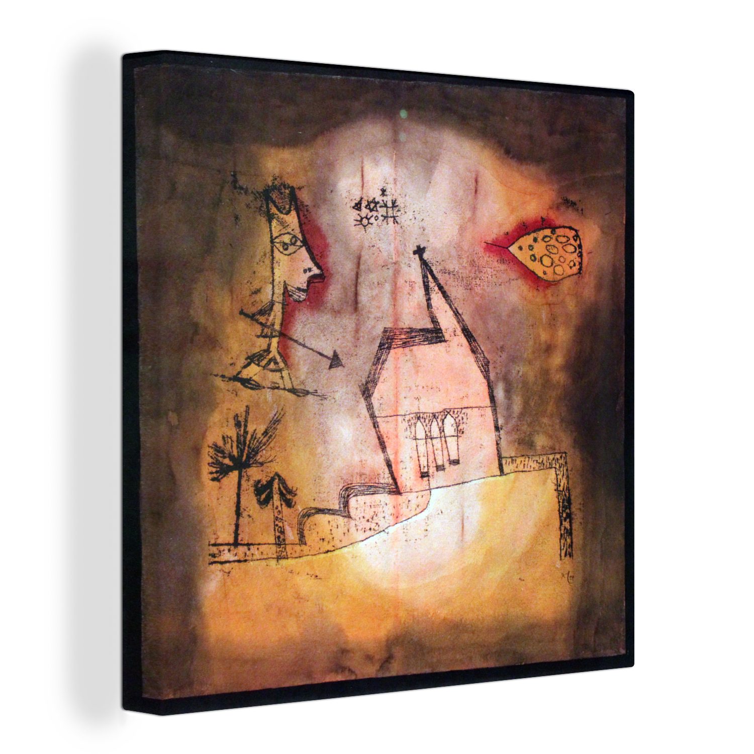 OneMillionCanvasses® Leinwandbild Bebende Kapelle anagoria - Gemälde von Paul Klee, (1 St), Leinwand Bilder für Wohnzimmer Schlafzimmer