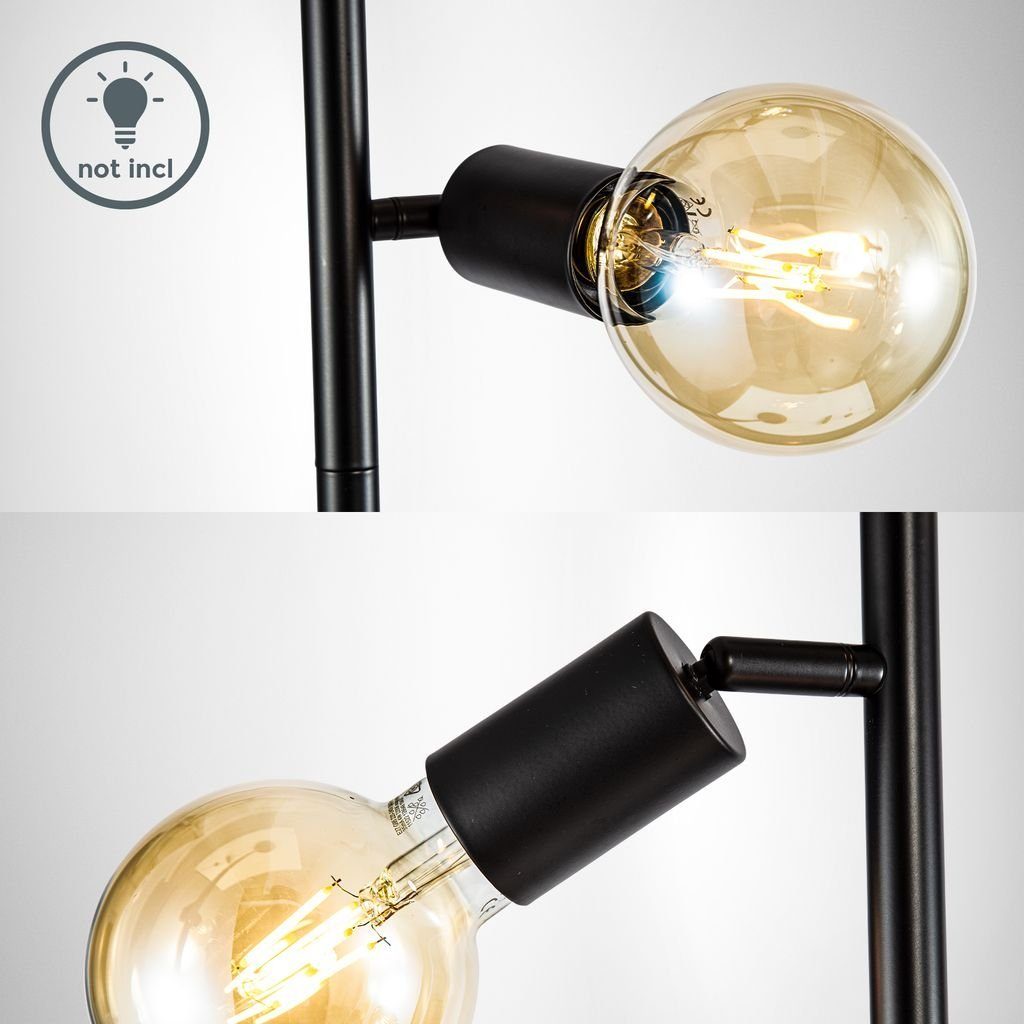 B.K.Licht Stehlampe BKL1388, ohne E27 Leuchtmittel Retro ohne Leuchtmittel, Metall Fußschalter Stehleuchte 3-flammig Schwenkbar