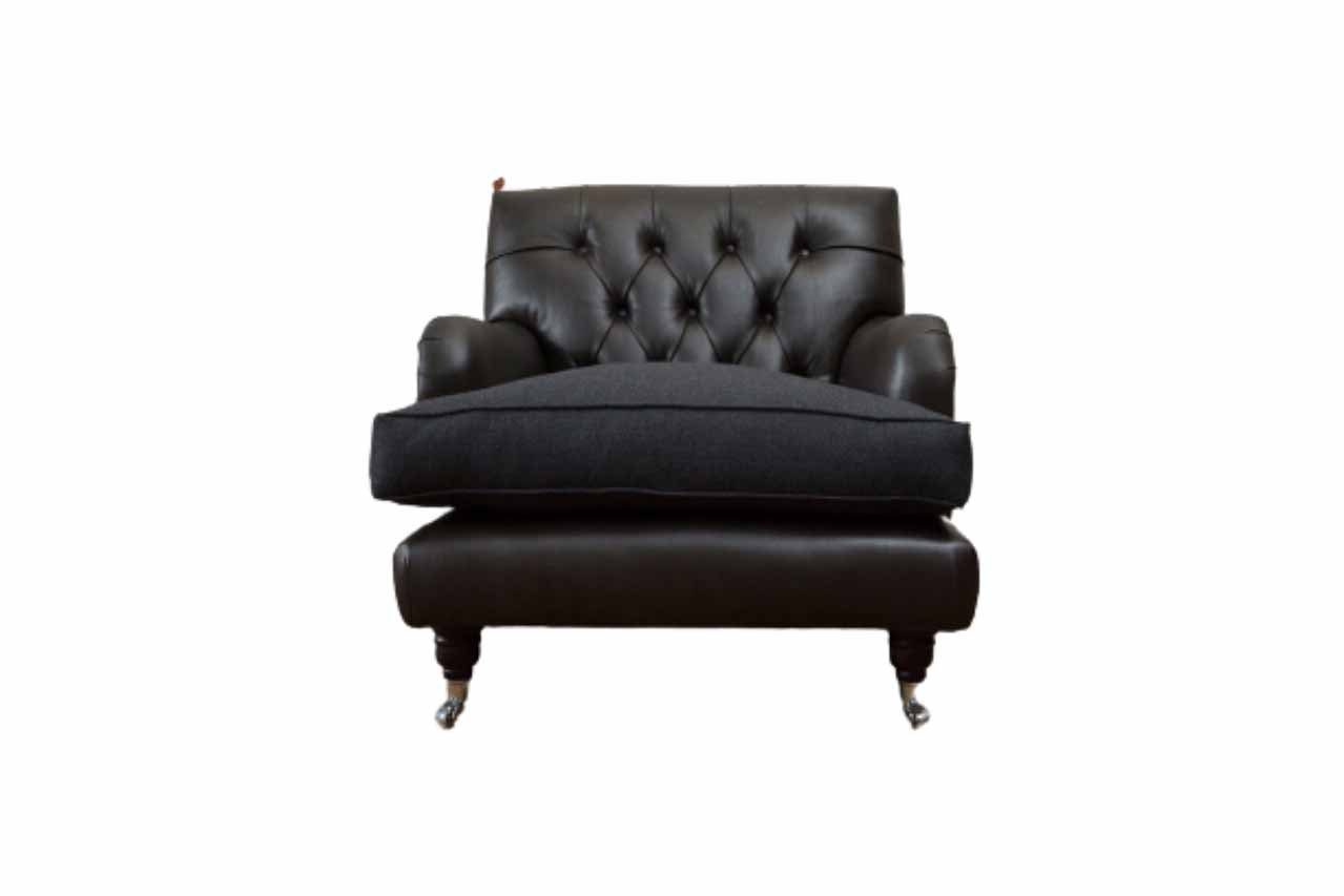 JVmoebel Chesterfield-Sessel Brauner Ledersessel im Chesterfield-Stil mit Edelstahlfüßen (Packung, Sessel), Made in Europa