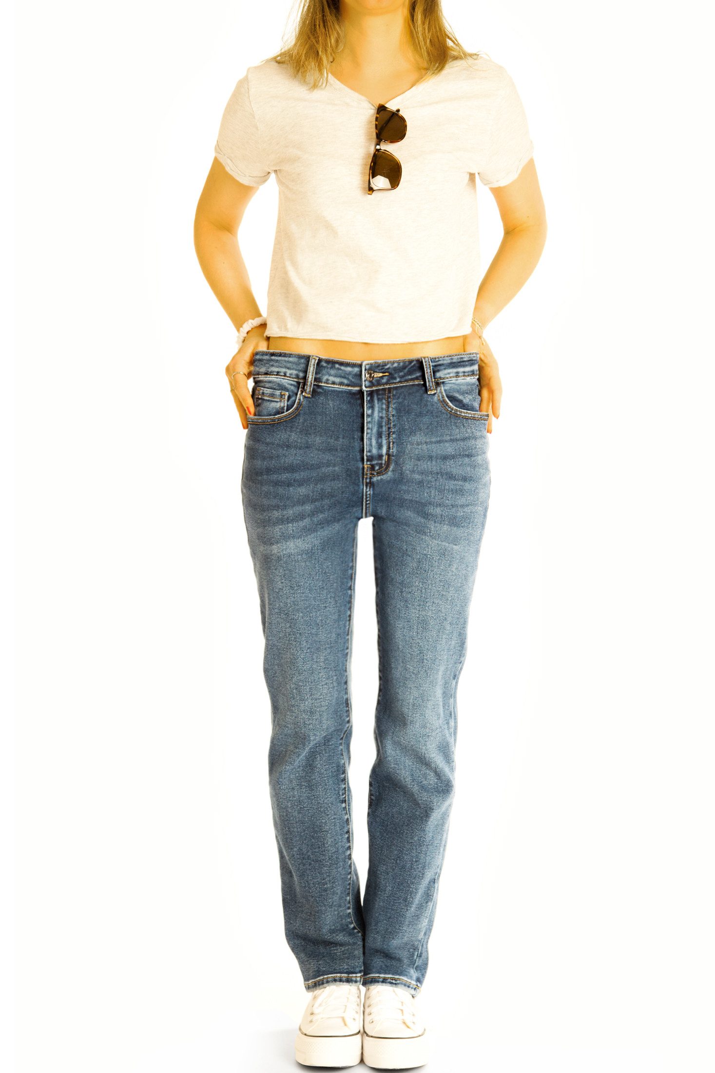 be styled Gerade Jeans Regular fit Jeans gerade geschnittene dunkelblaue Hose – Damen - j46k