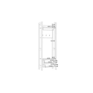 freiraum Kompaktgarderobe Hoyvik in Sonoma Eiche / Weiss - 66,4x200,1x41,2cm (BxHxT)