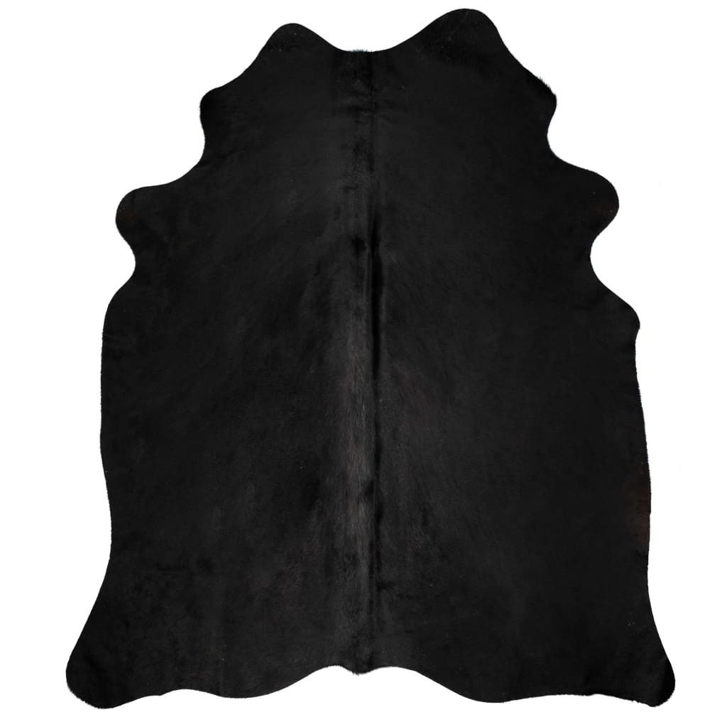 vidaXL Teppich Teppich Echtes Rindsleder Schwarz 180x220 cm, Andere