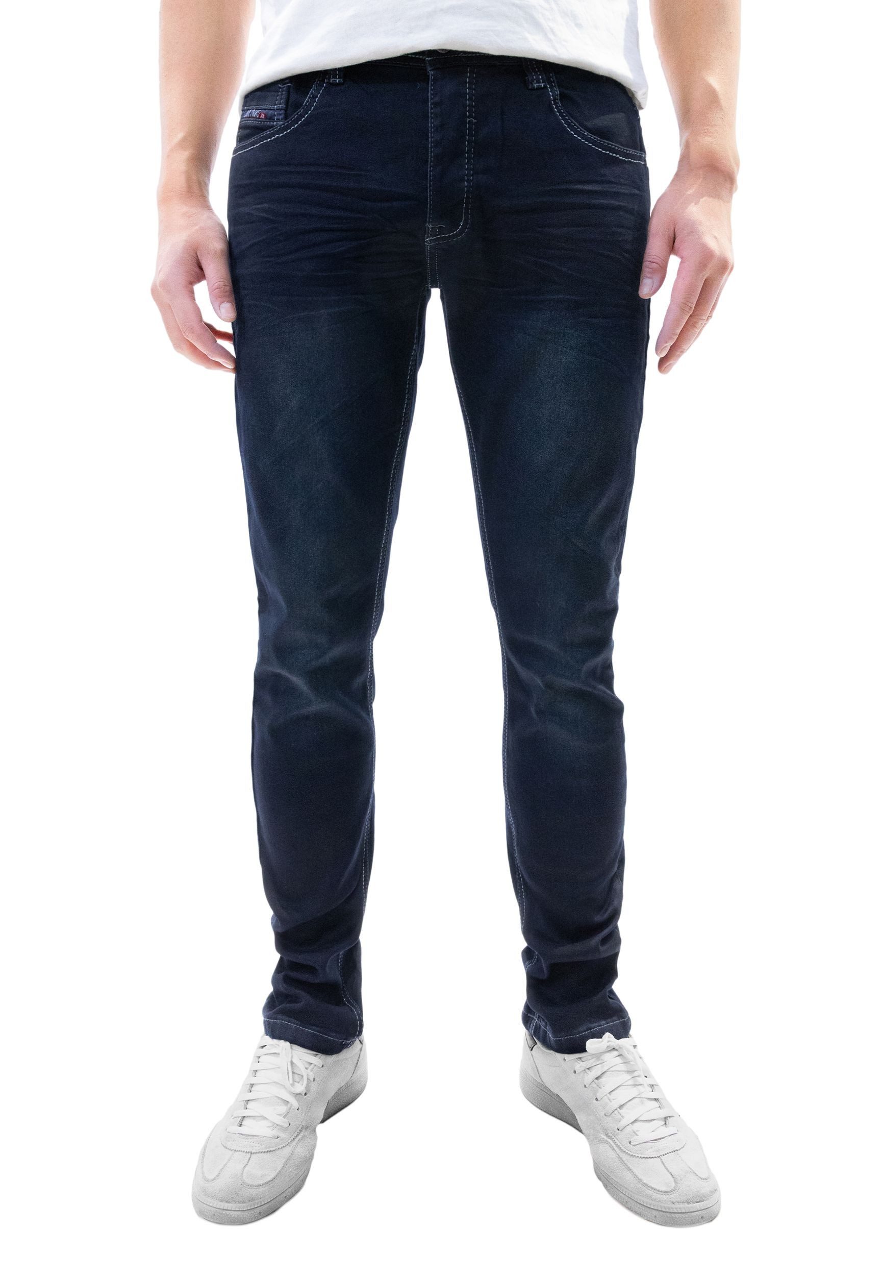 Jaylvis Regular-fit-Jeans Regular Denim Jeans mit Kontrastnähten und Falten günstig online kaufen