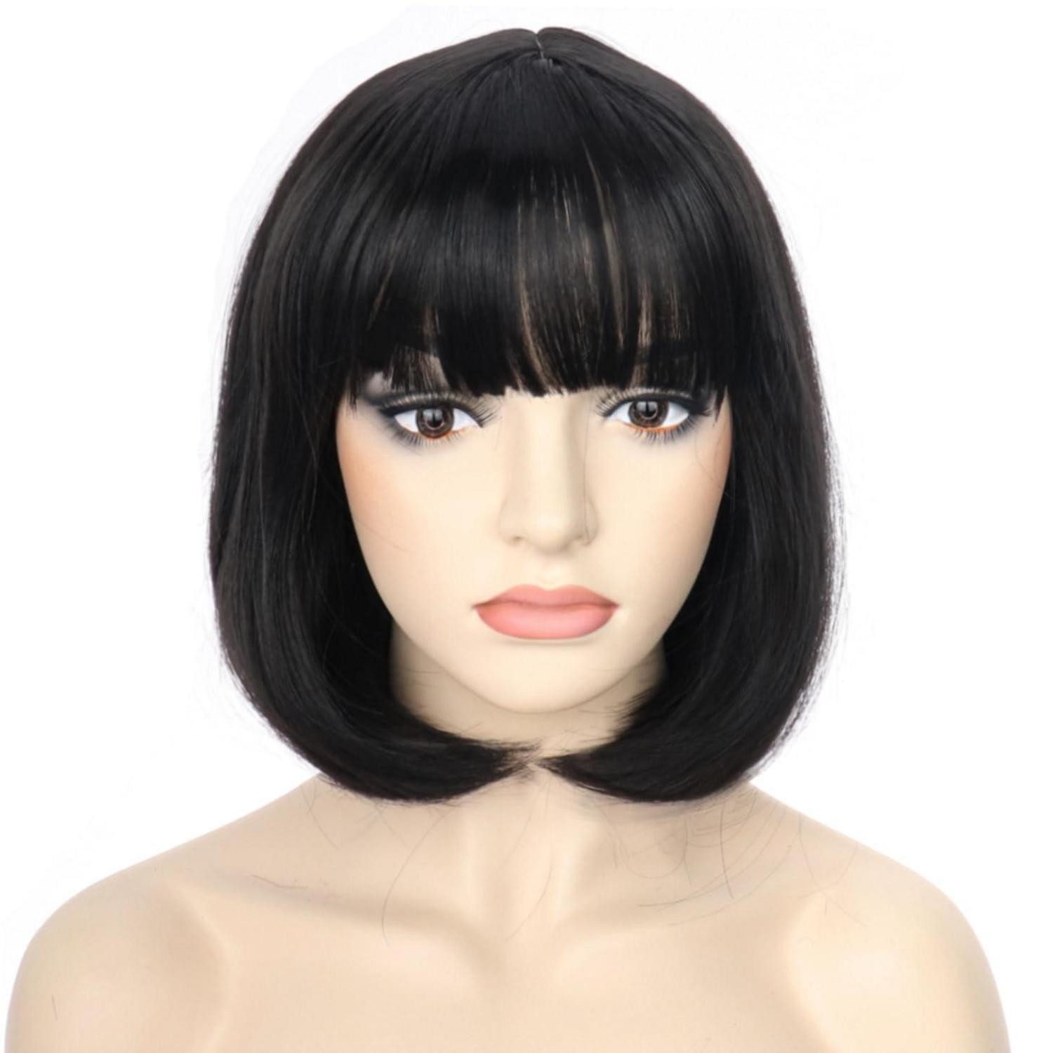LuxusKollektion Kunsthaarperücke Perücken Bob Pony kurz synthetisch Cosplay Halloween Schwarz