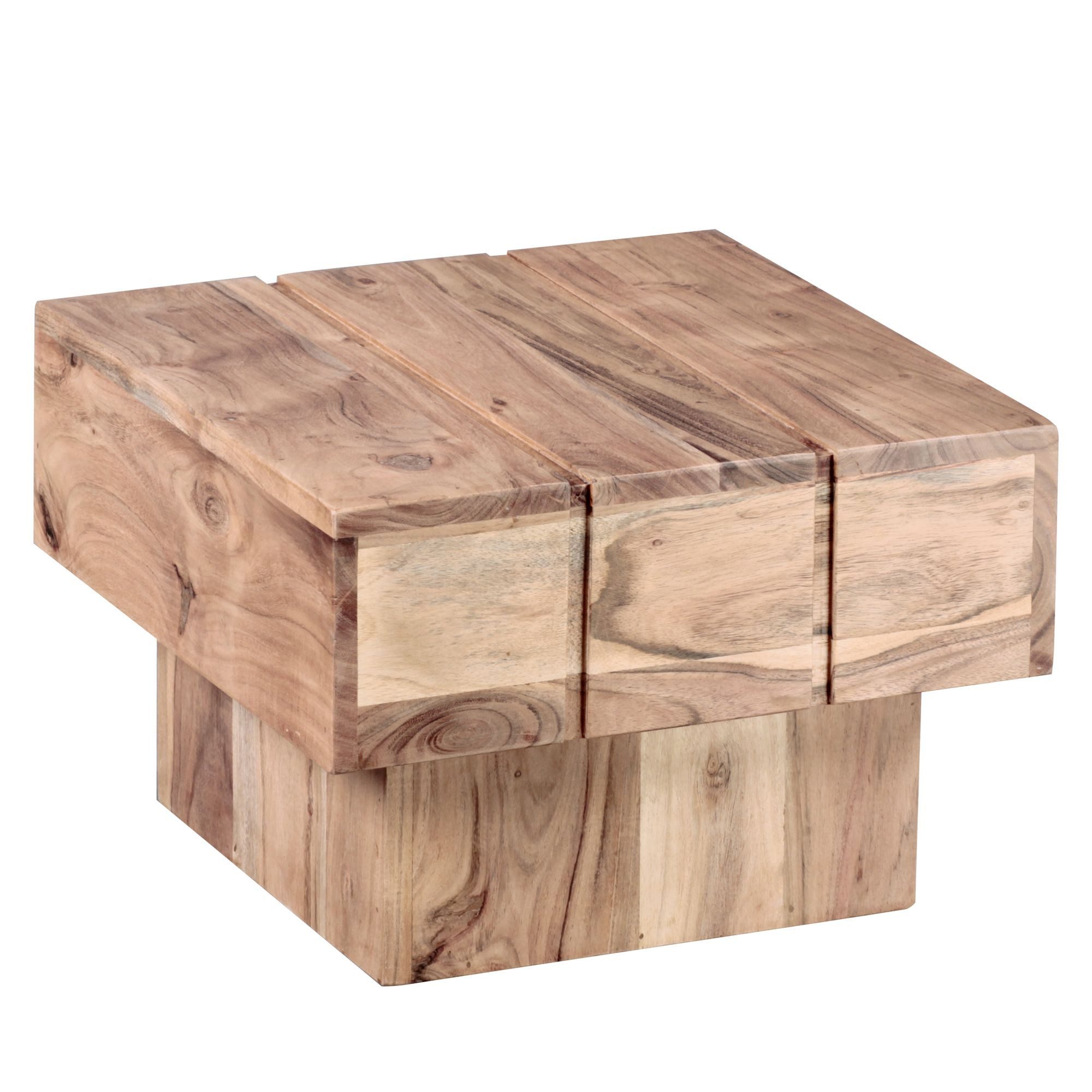 Wohnling Beistelltisch WL1.756 Massivholz Akazie Wohnzimmertisch 44 cm Couchtisch (Akazie Massivholz 44x44x30 cm, Tisch Quadratisch), Kleiner Wohnzimmertisch, Sofatisch Couchtisch