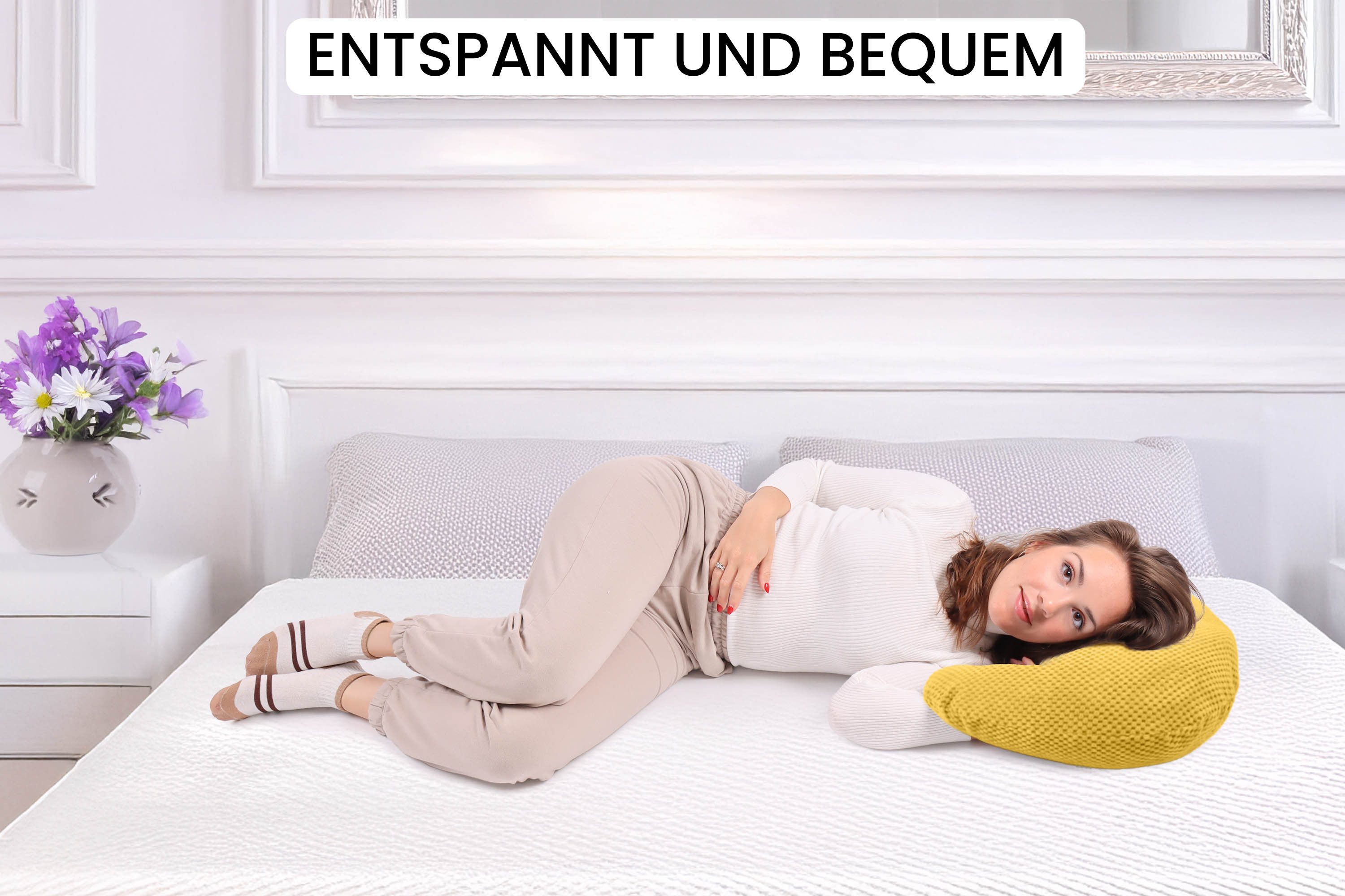 Amilian Stillkissen Stillmond Stillhörnchen klein - Mondkissen - Babykissen, weich, Reißverschluss, EU-Herstellung – Bild 4 von 5