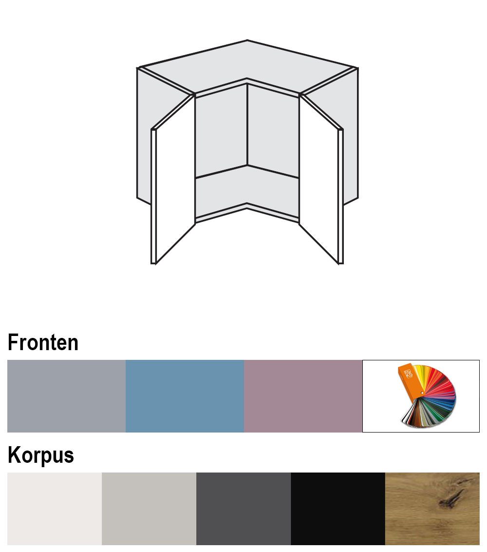 Feldmann-Wohnen Klapphängeschrank Bari (W12/60/36, 1-türig, innen 1 Fach, 1-St., moderne Kassettenoptik, lackierte Fronten, 60x60x36cm) weiß / RAL 4009 pastellviolett matt