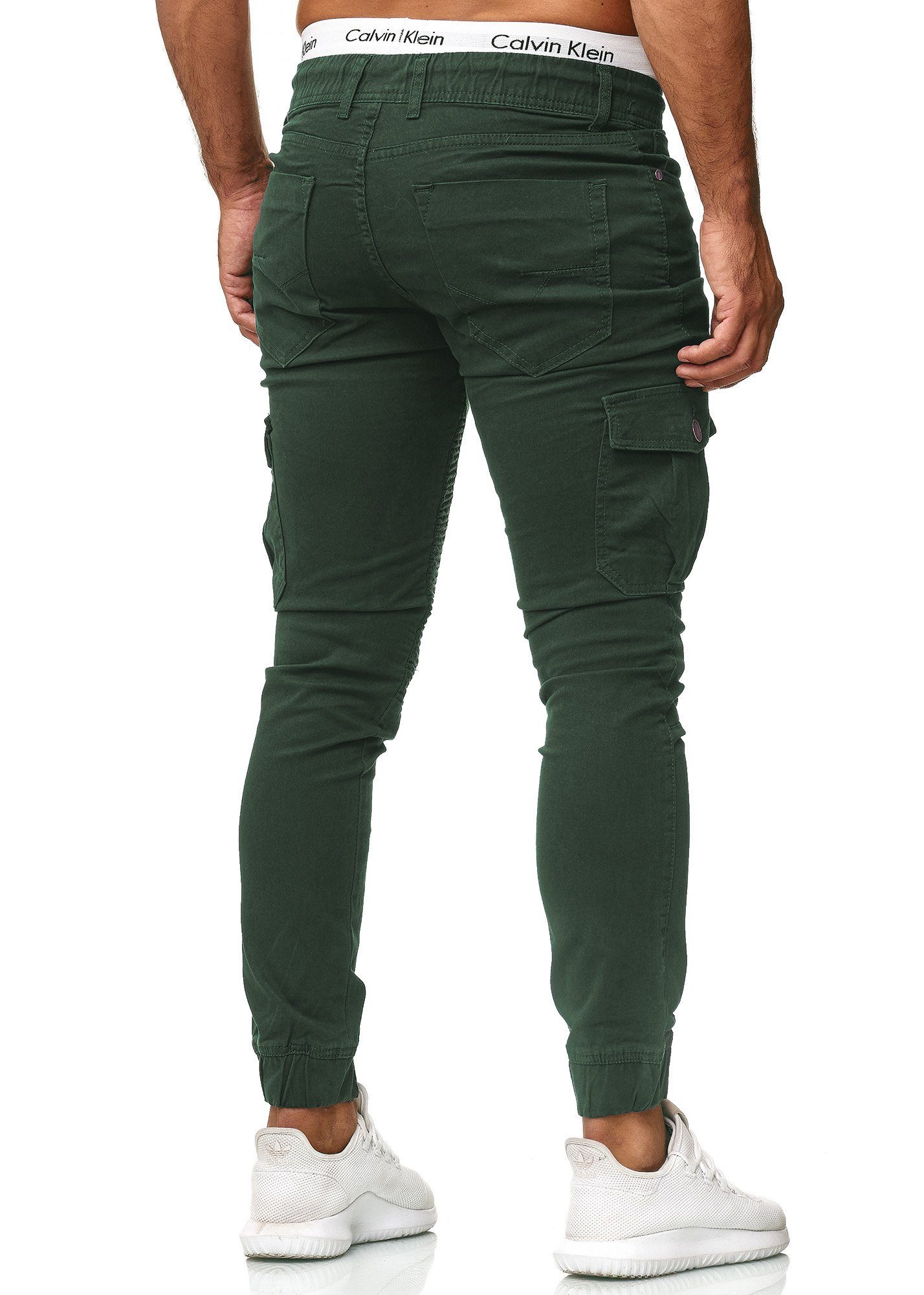 OneRedox Straight-Jeans 3207C (Chino Cargohose Streetwear, Casual Freizeit Business Grün 1-tlg)