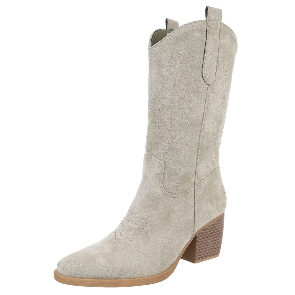Ital-Design Stilvolle Damenstiefel aus hochwertigem Material Westernstiefel (89937989) Blockabsatz Сапоги in Hellgrün