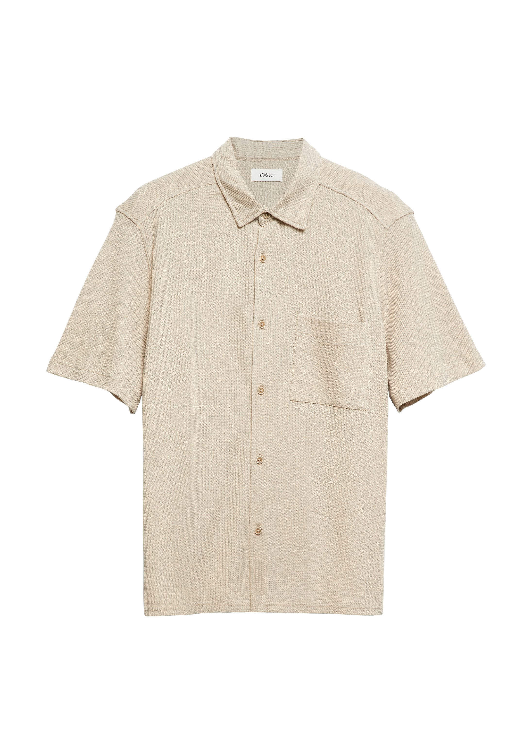 s.Oliver Kurzarmhemd Hemd Relaxed Fit: Kurzarmhemd aus Waffelpiqué