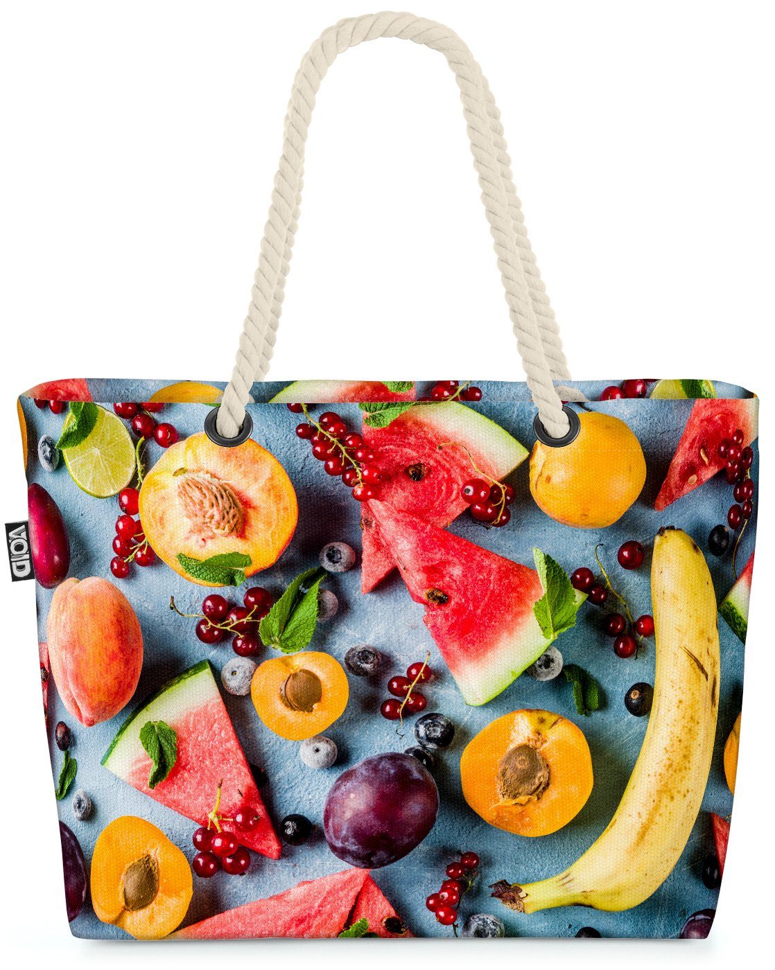 VOID Strandtasche (1-tlg), Obst Beeren Smoothie Essen Beach Bag Vitamine Sommer Gesund Wasser-Melone