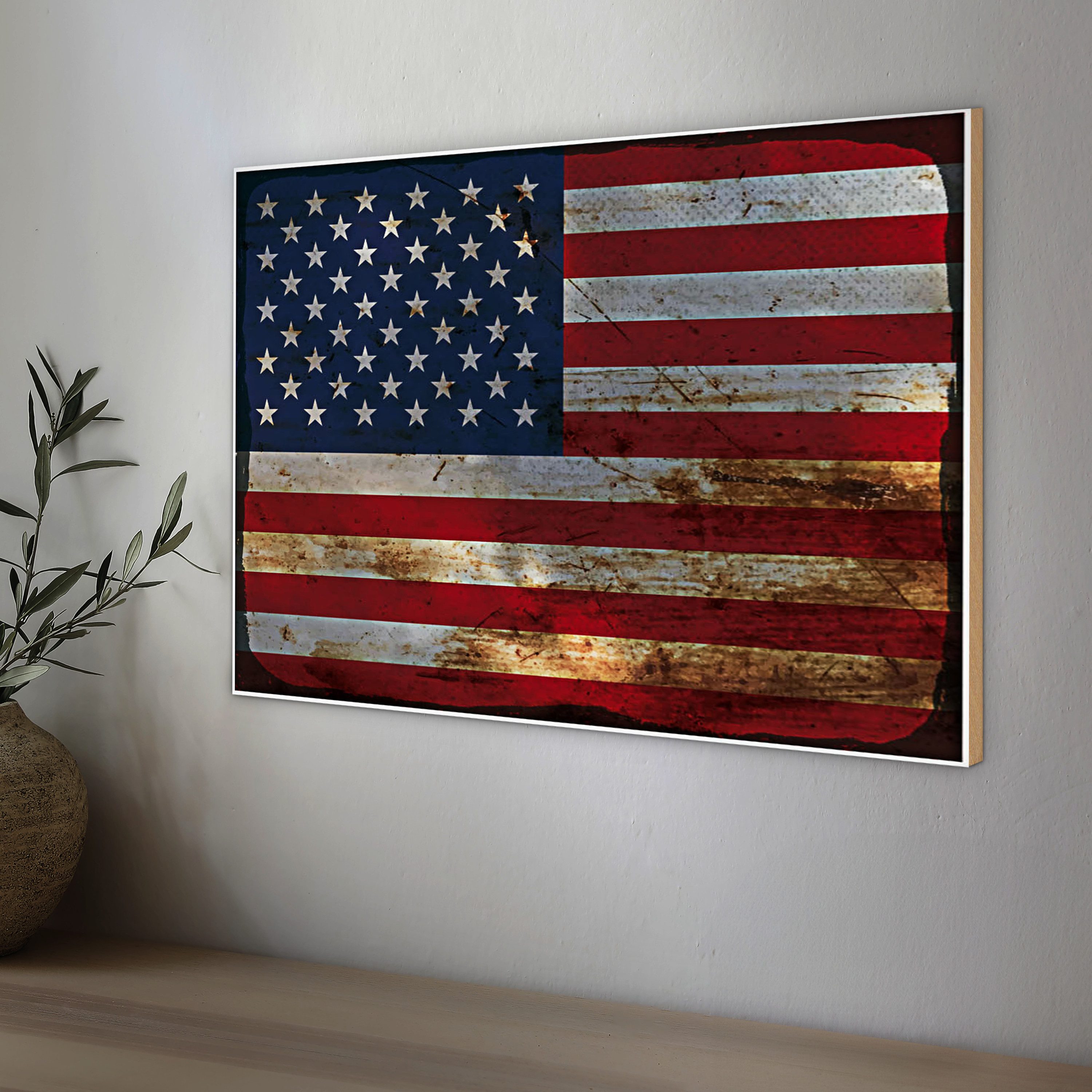 Roomando Holzbild Flagge Vereinigte Staaten 40x30cm States Rost