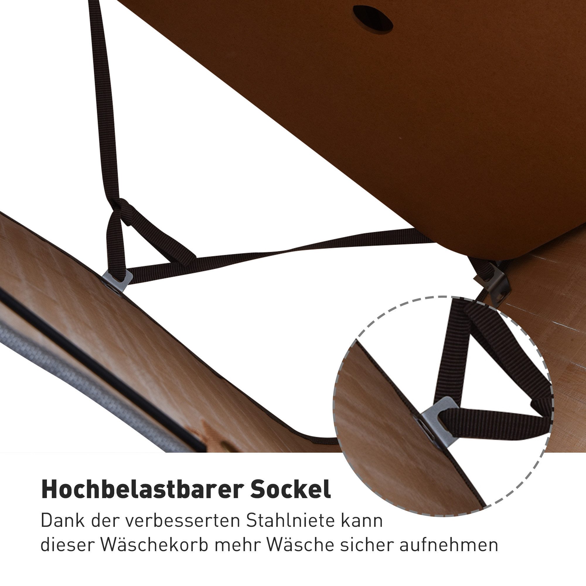 HOMCOM Wäschekorb 70 L Wäschesammler mit Griffen, herausnehmbarer Wäschesack (Wäschesammler, 1 St., Wäschebox), für Waschküche Schlafzimmer Badezimmer Grau