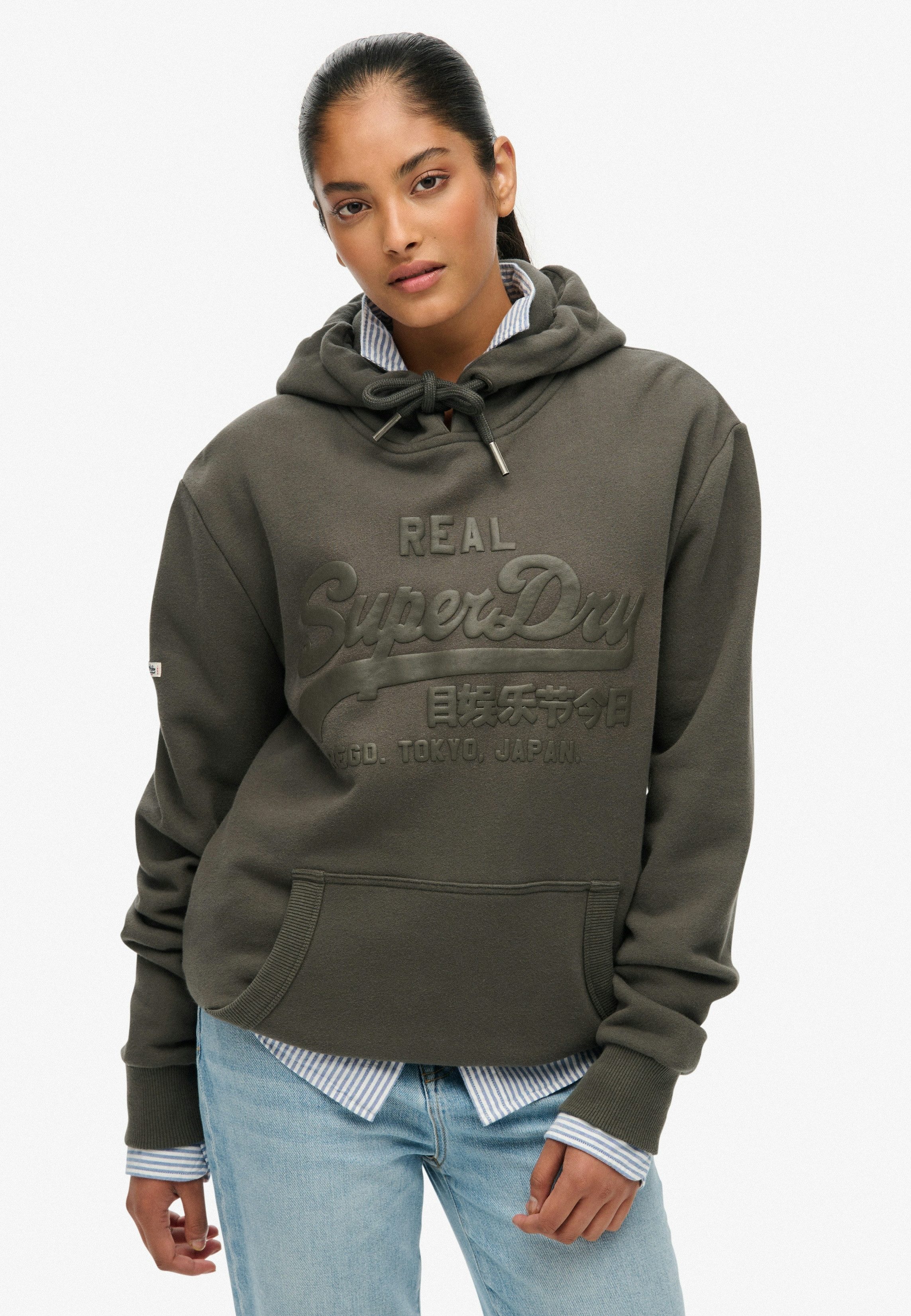 Superdry Kapuzensweatshirt VL TONAL HOOD Baumwollmischung, angeraute Sweatware