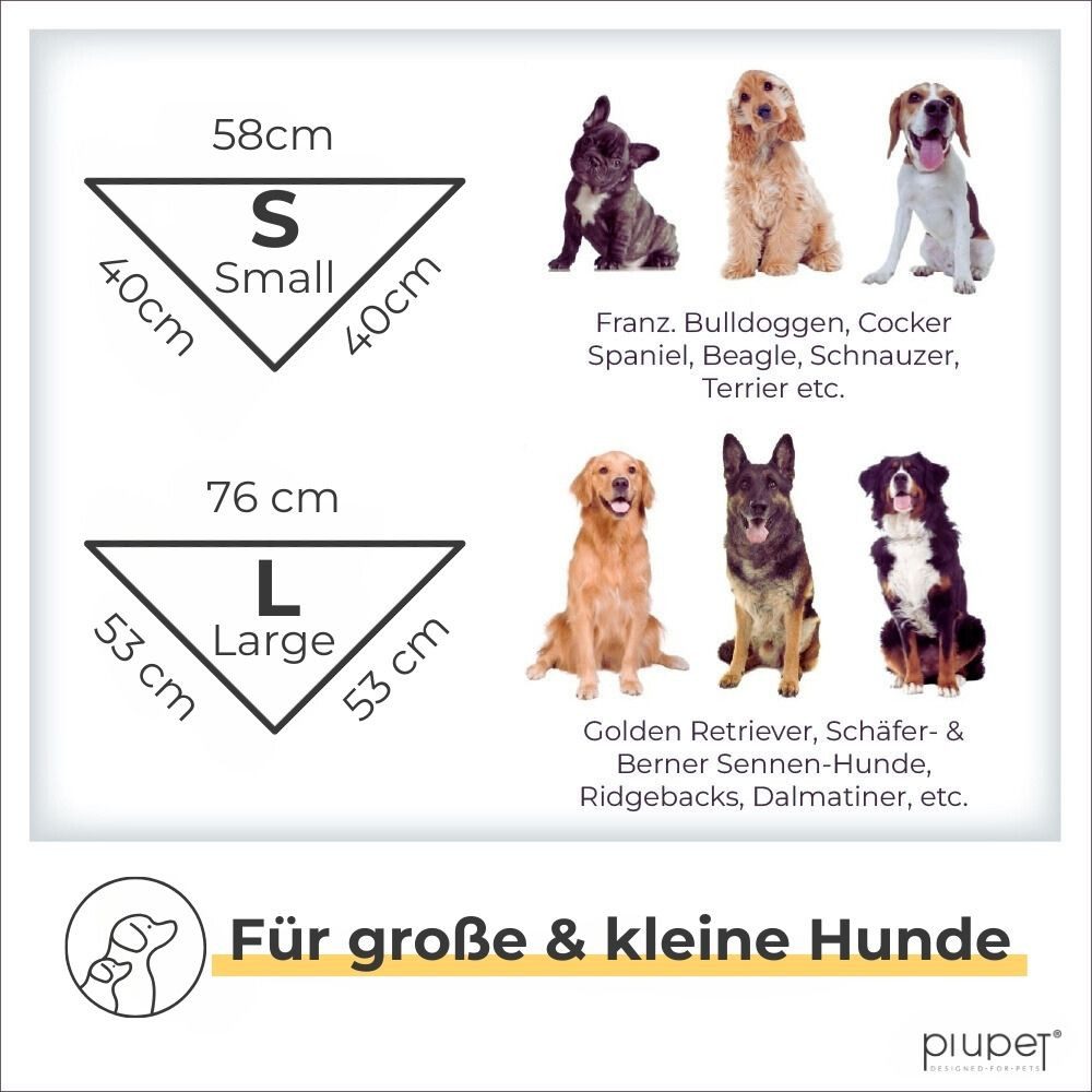 Piupet Tier-Halstuch Hundehalstuch I 2er Set Hundehalstücher I Hundezubehör I 58x40x40cm, zum Binden