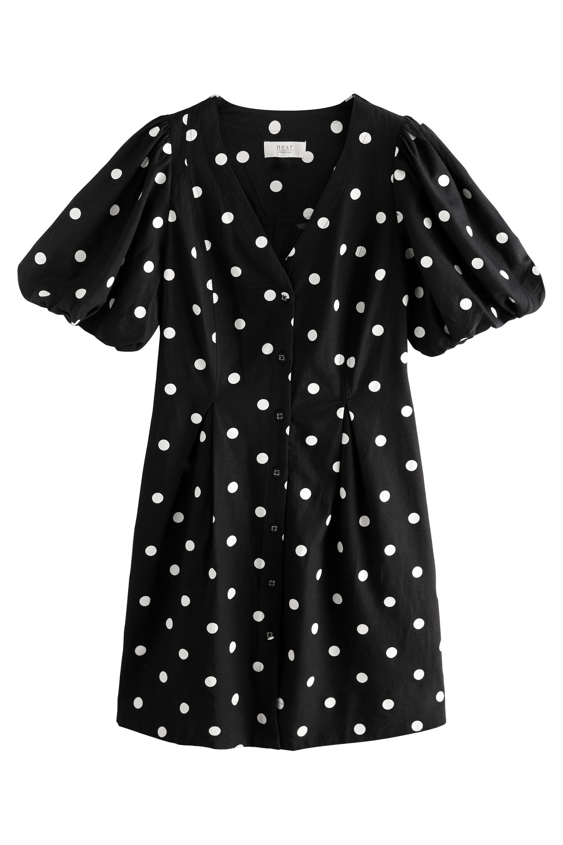 Minikleid Minikleid mit V-Ausschnitt + Puffärmeln, Kurzgröße
