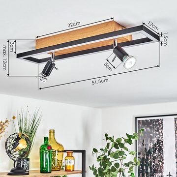 hofstein Deckenleuchte »Stellanello« Deckenlampe, Metall/Kunststoff, Schwarz/Holzoptik/Chrom, ohne Leuchtmittel, 3000 Kelvin, 1150 Lumen, 1xLED 18 Watt, 2xGU10 max. 12 Watt (nicht enthalten), Weiß