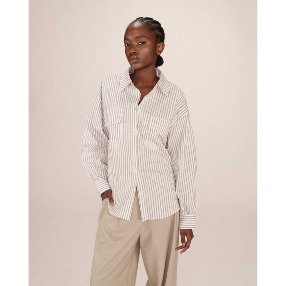 Grace & Mila Hemdbluse Striped Shirt SORBET? Oversize Blusenhemd ? gestreiftes Hemd mit Brust