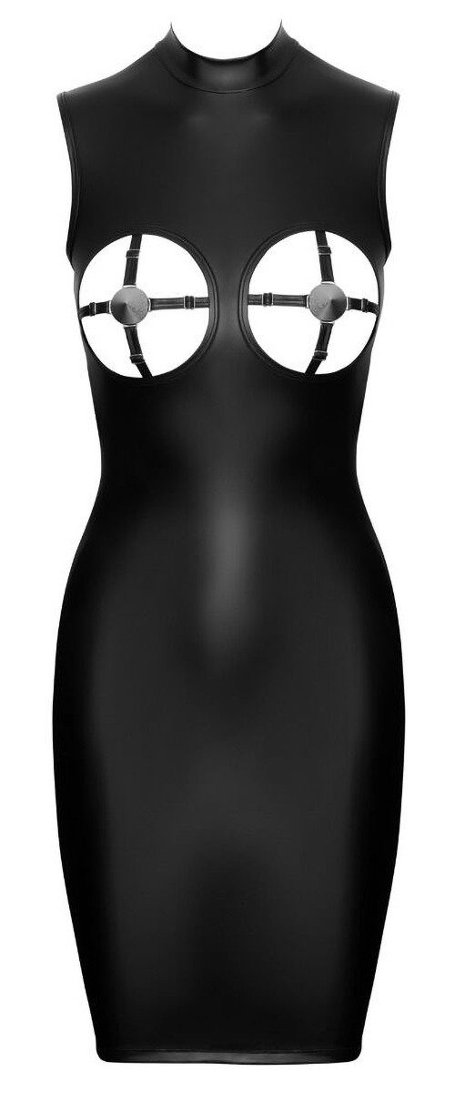 Cottelli PARTY Minikleid Ärmelloses Kleid im Mattlook - schwarz (1-tlg) Integrierte Nippel-Covers