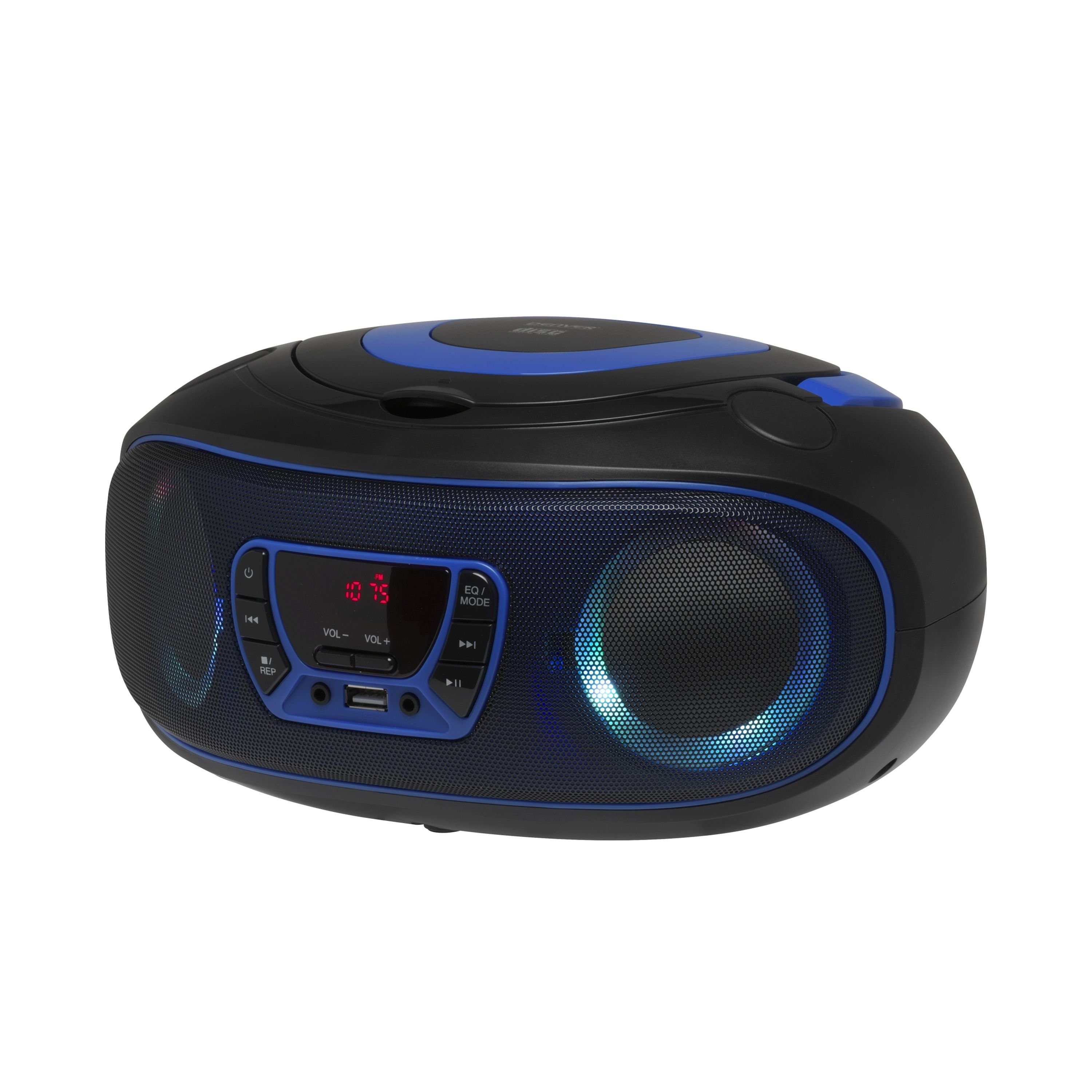 LED Blau TCL-212BT Kopfhörerausgang (Bluetooth, und AUX-IN, Denver USB, Partylicht) Boombox BLUE