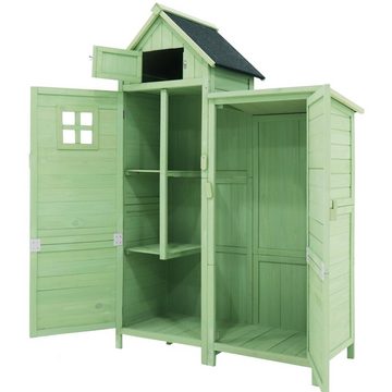 Merax Garten-Geräteschrank, BxT: 118x54 cm, mit Satteldach, Gerätehaus Holz, Geräteschuppen mit Ablage, wetterfest