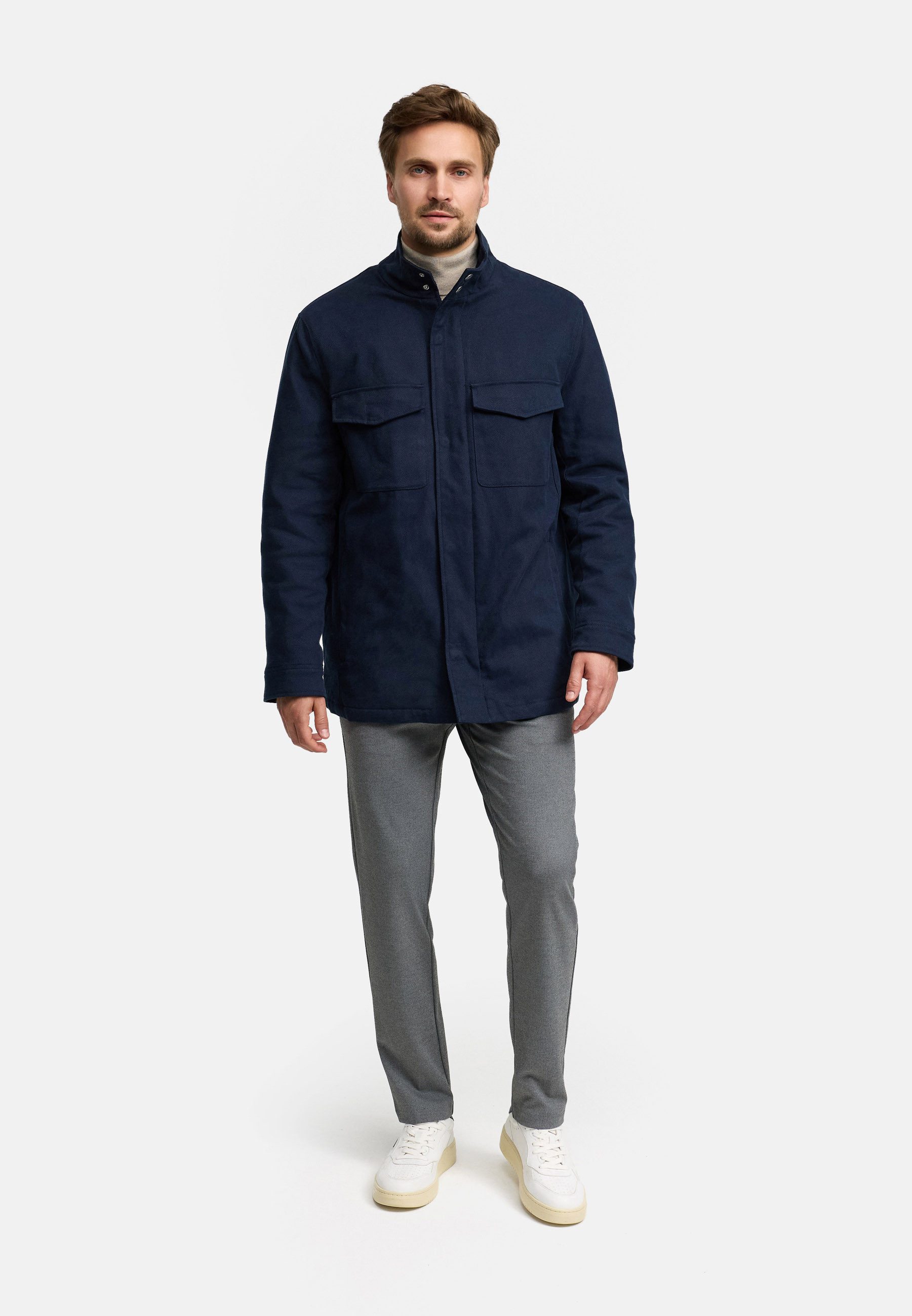 Jeff Sommerjacke Herren JFAntoine Wintermantel Herrenmantel aus strapazierfähigem Baumwoll-Twill mit Stehkragen