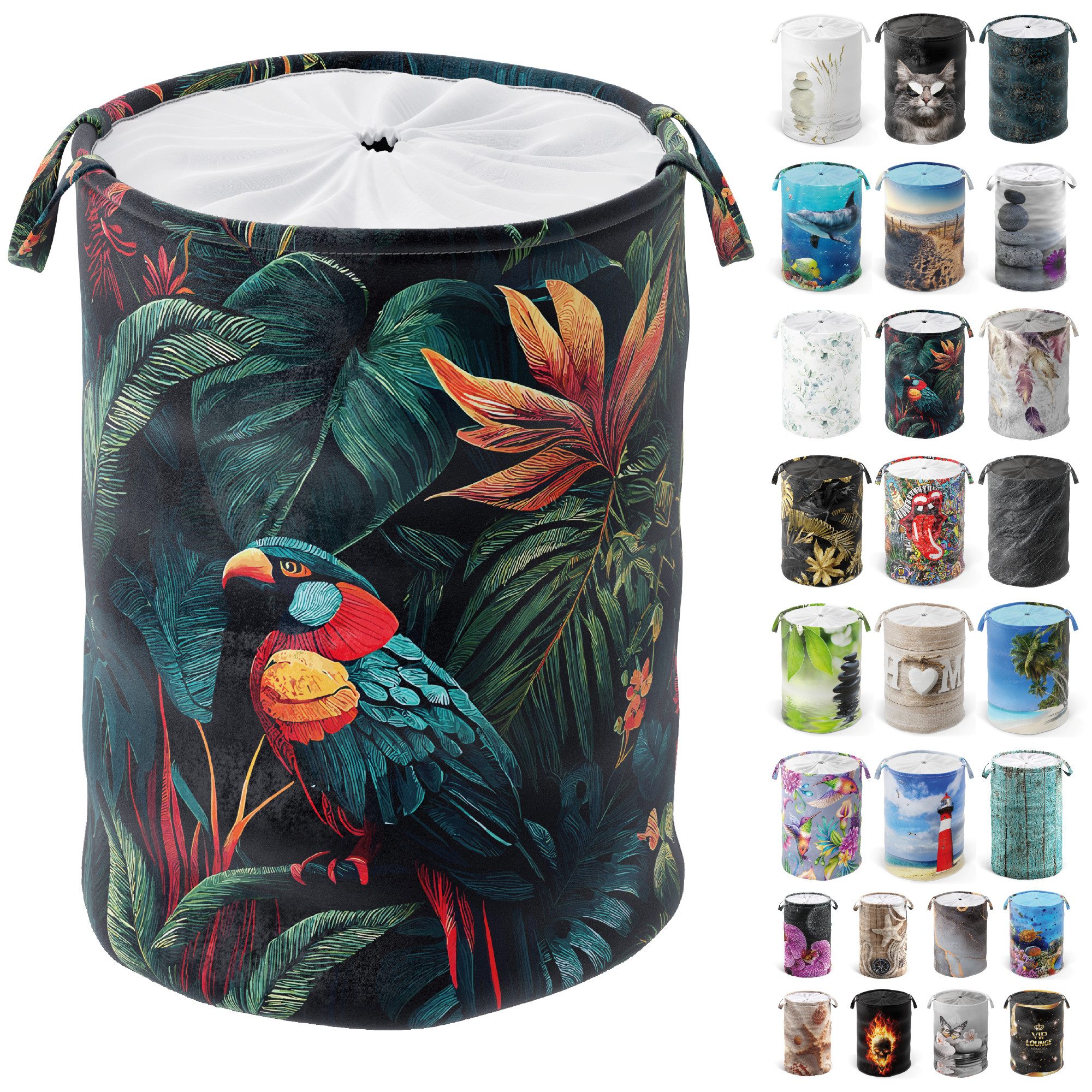 Sanilo Wäschekorb mit Motiv, viele schöne Wäschesammler zur Auswahl, Wäschesack mit Sichtschutz, 60 Liter, faltbar, kräftige Farben