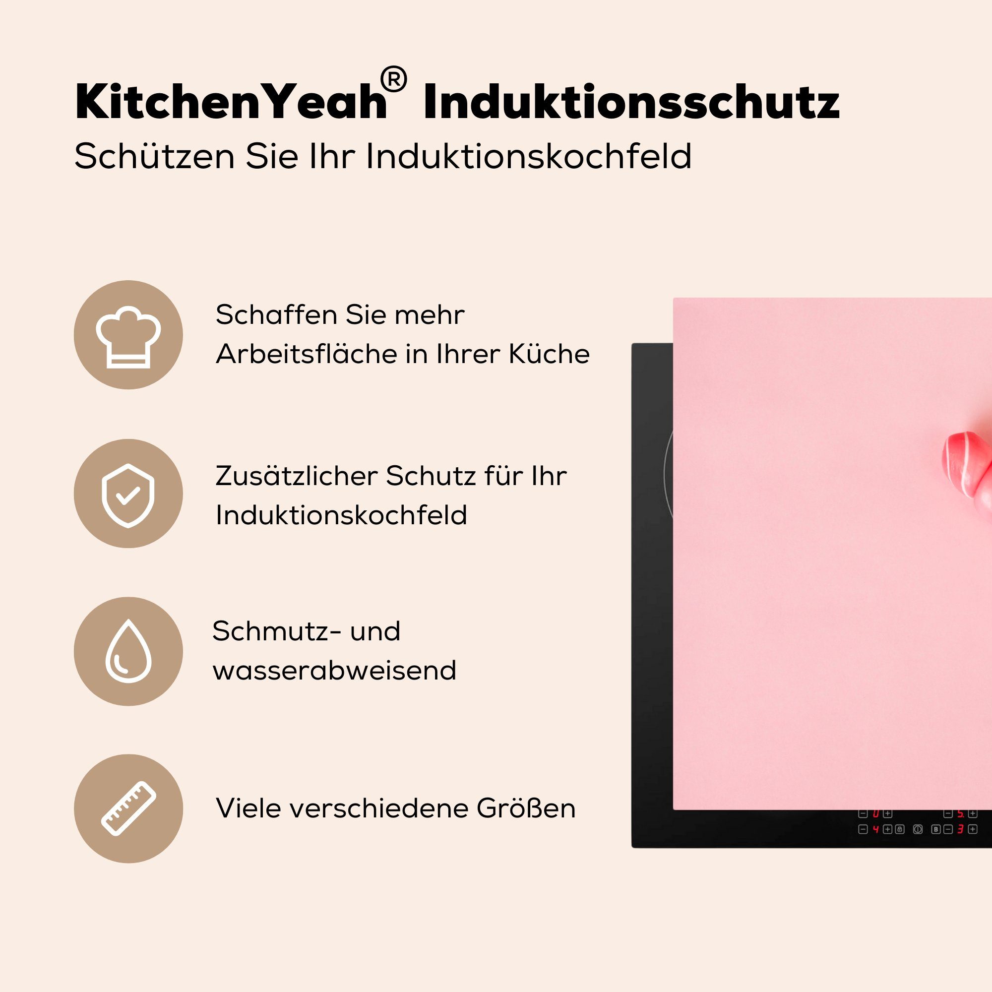 Lutscher, 81x52 küche, Vinyl, MuchoWow Ceranfeldabdeckung für Rosa die (1 Induktionskochfeld Schutz tlg), cm, Herdblende-/Abdeckplatte