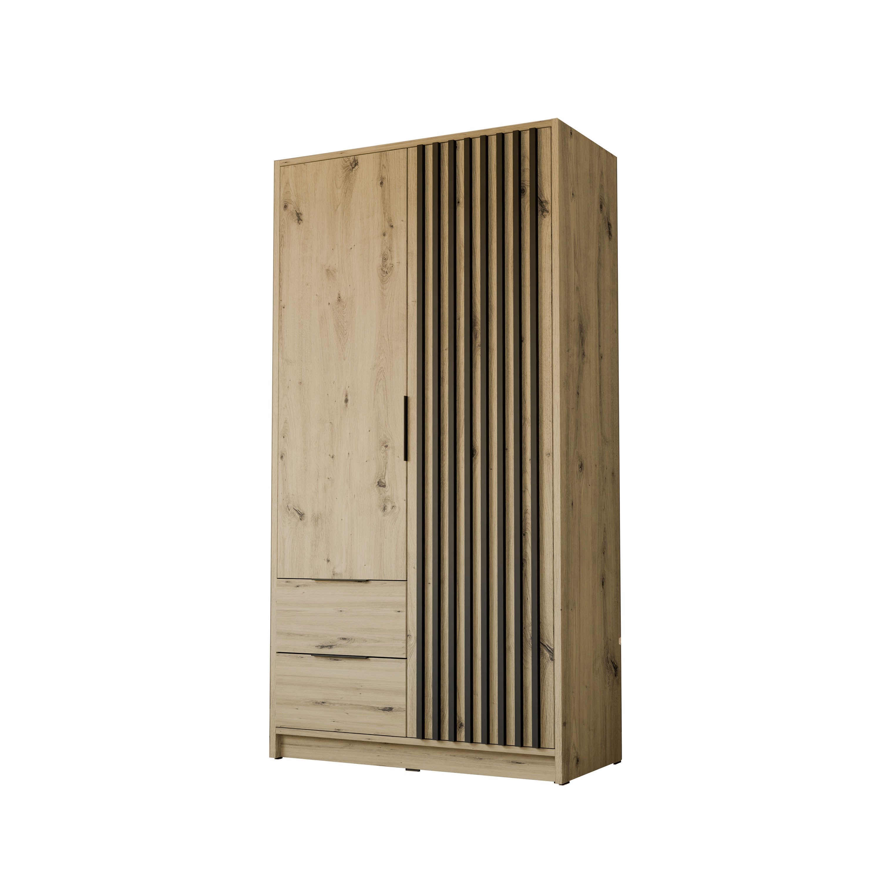 Lookway Kleiderschrank NELA 105 cm Zweittüriger Schrank mit Lamellen Breite: 105 cm