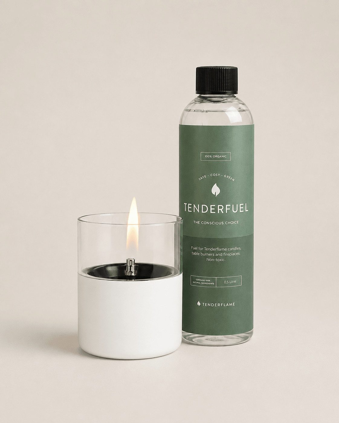 TENDERFLAME Tischfeuer Tenderflame Tischkamin Lilly 10 Weiß Geschenkset (Lilly 10)