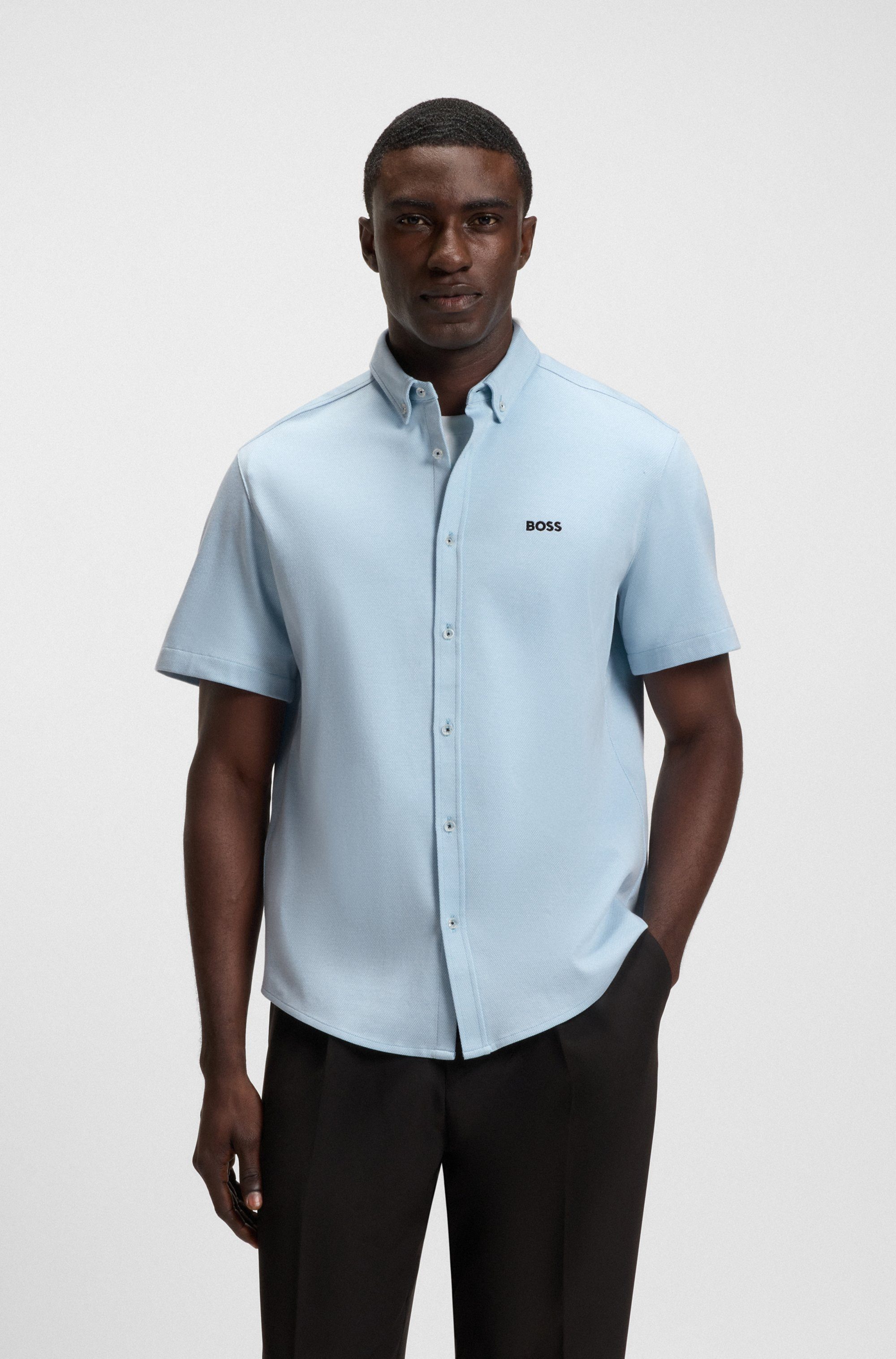 BOSS GREEN Kurzarmhemd B Motion S softe Baumwolle, Vier-Wege-Stretch, knitterfrei