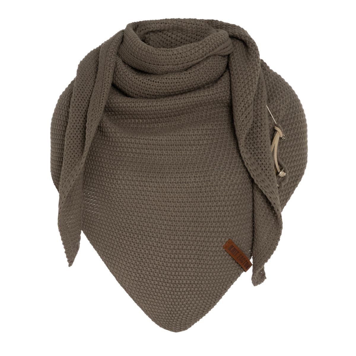 Knit Factory Schal Coco Dreiecksschals 190x85 cm Glatt Braun, (1-St), Schal Strickschal Umhängetuch Tuch Strickware