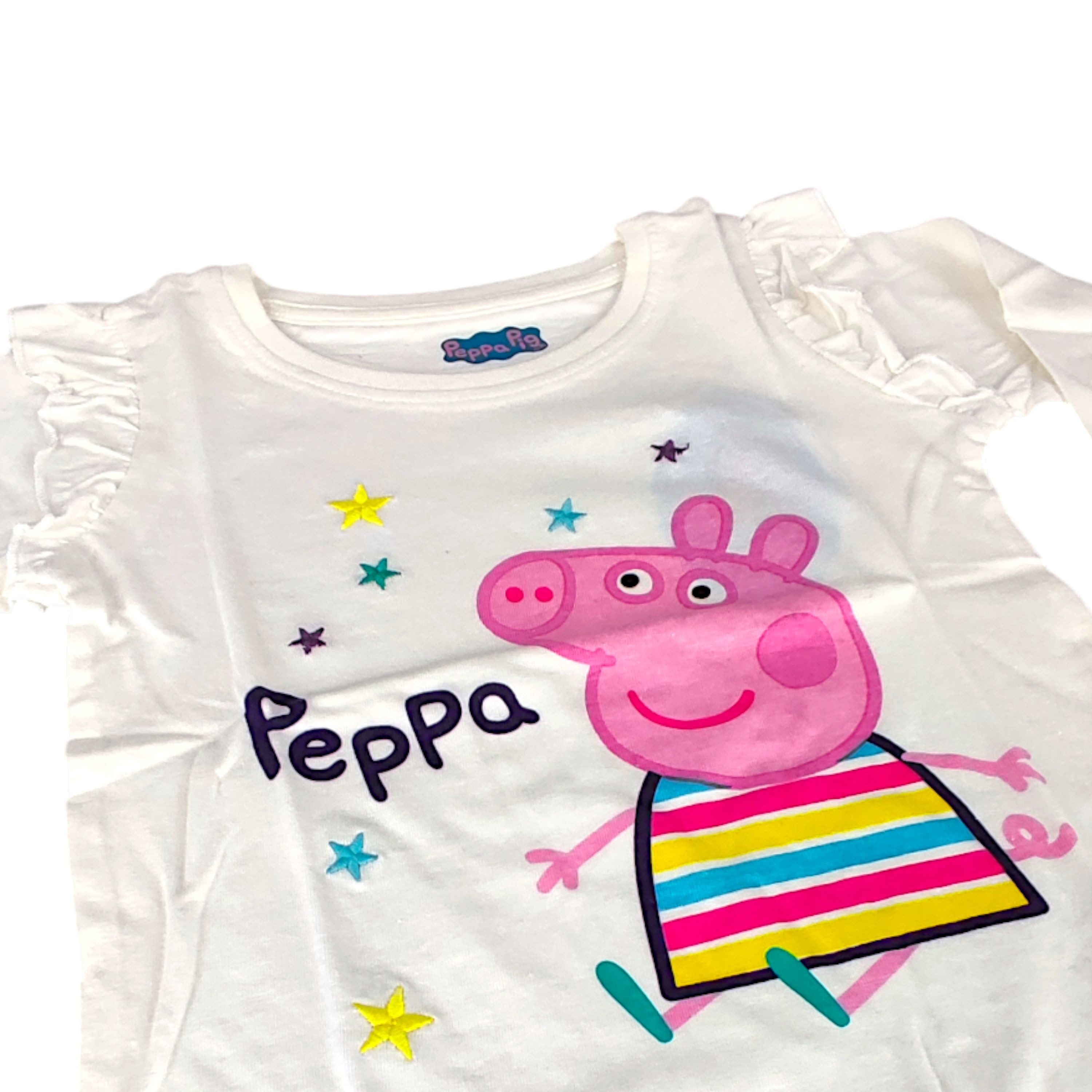 Peppa Pig Langarmshirt Peppa Wutz Mädchen Shirt mit Rüschen aus Baumwolle Gr. 92 - 116 cm