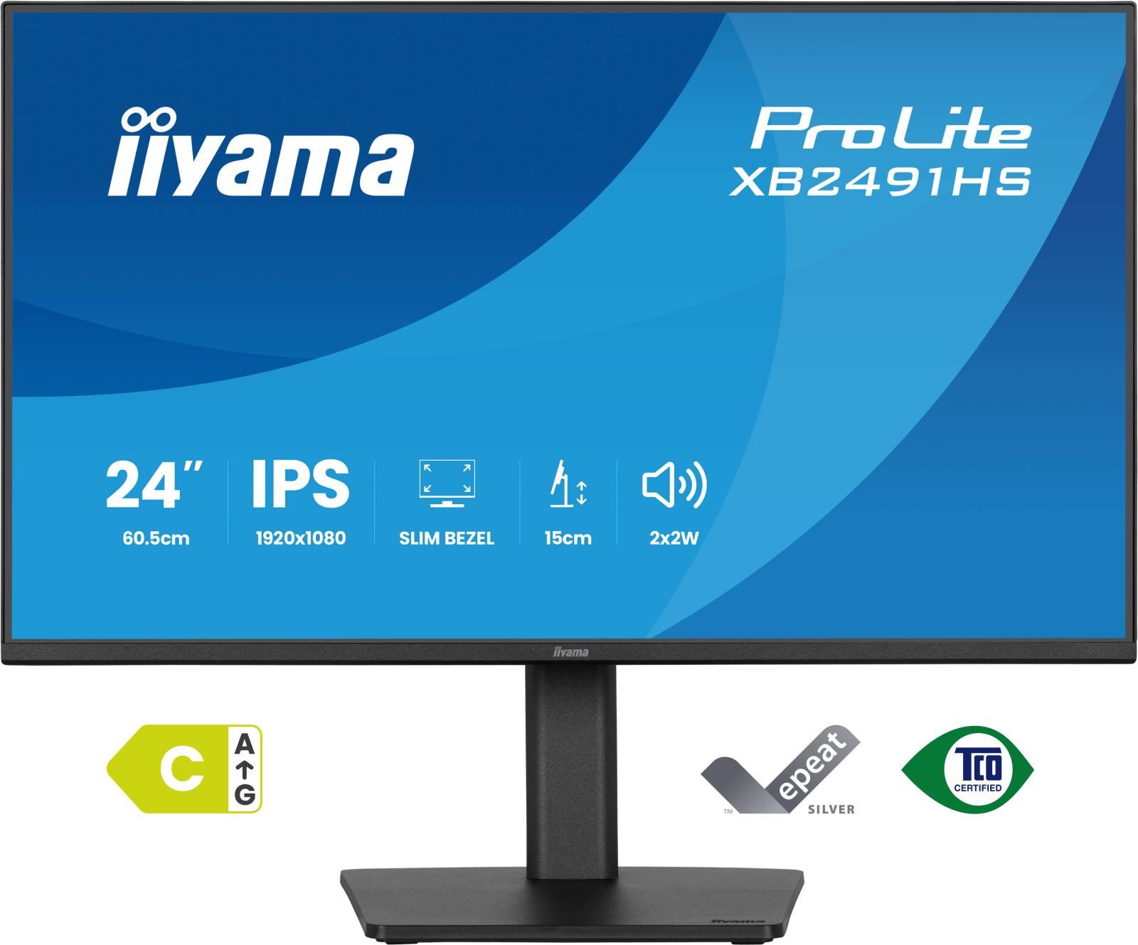 Iiyama XB2491HS-B1 TFT-Monitor (1920 x 1080 px, Full HD, 120 Hz, IPS, Adaptive-Sync, Lautsprecher, HDCP, Pivot, Höhenverstellbar)
