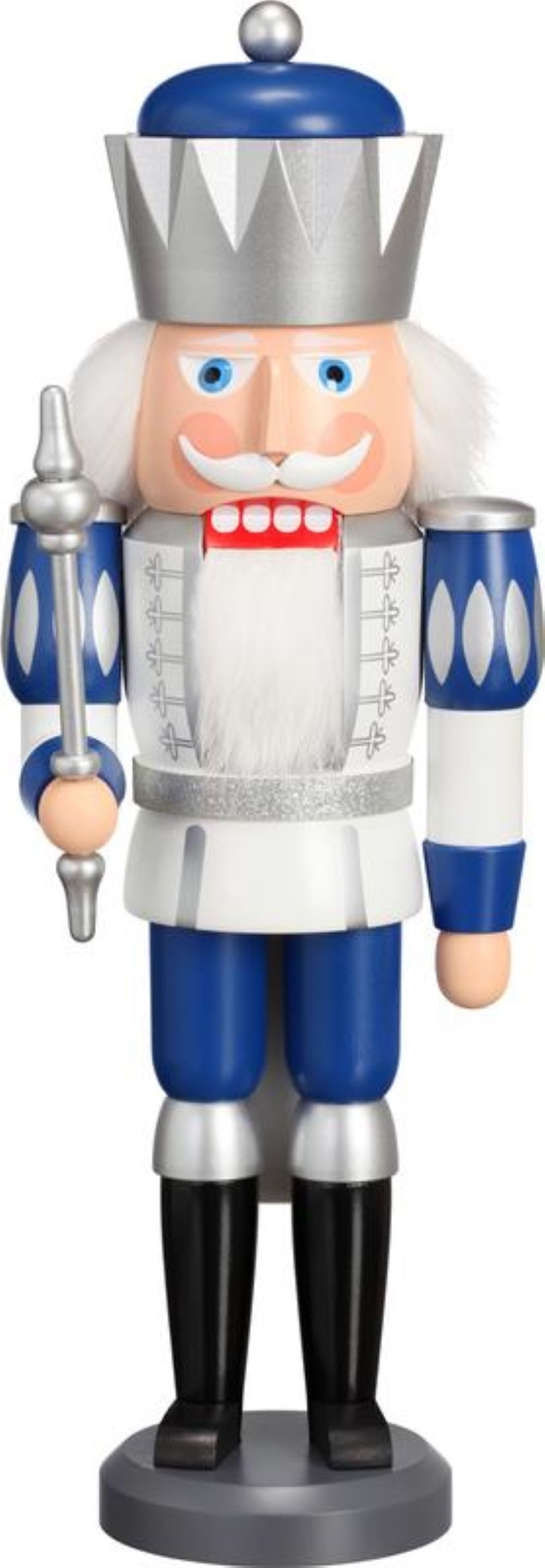 Seiffener Volkskunst Nussknacker König exklusiv 40 cm - 3 tolle Farben mit silber, aus dem Erzgebirge